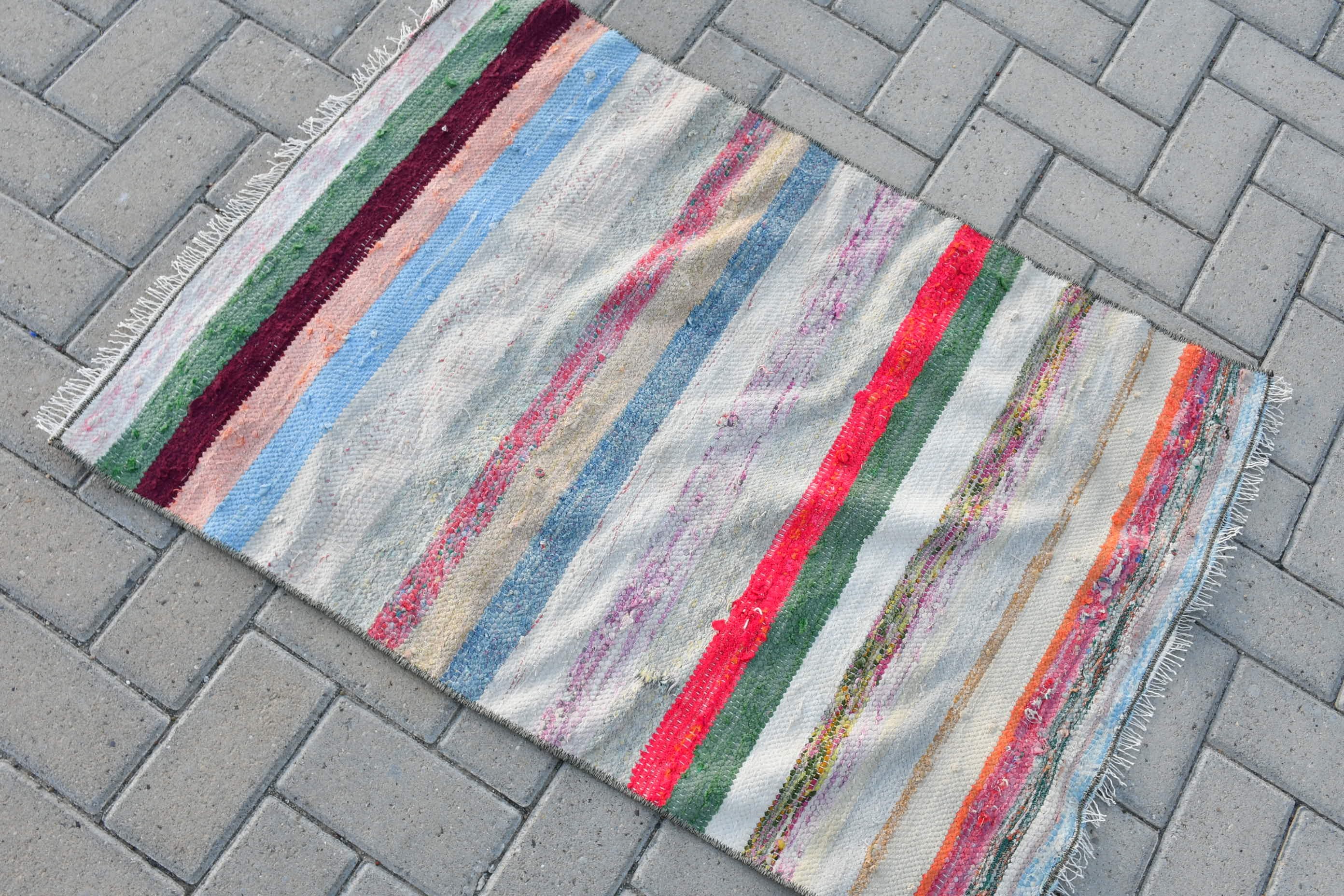 Home Decor Rug, Bathroom Rugs, Turkish Rugs, Vintage Rug, Kilim, Oriental Rug, White  2.3x3.2 ft Small Rug, Bedroom Rug