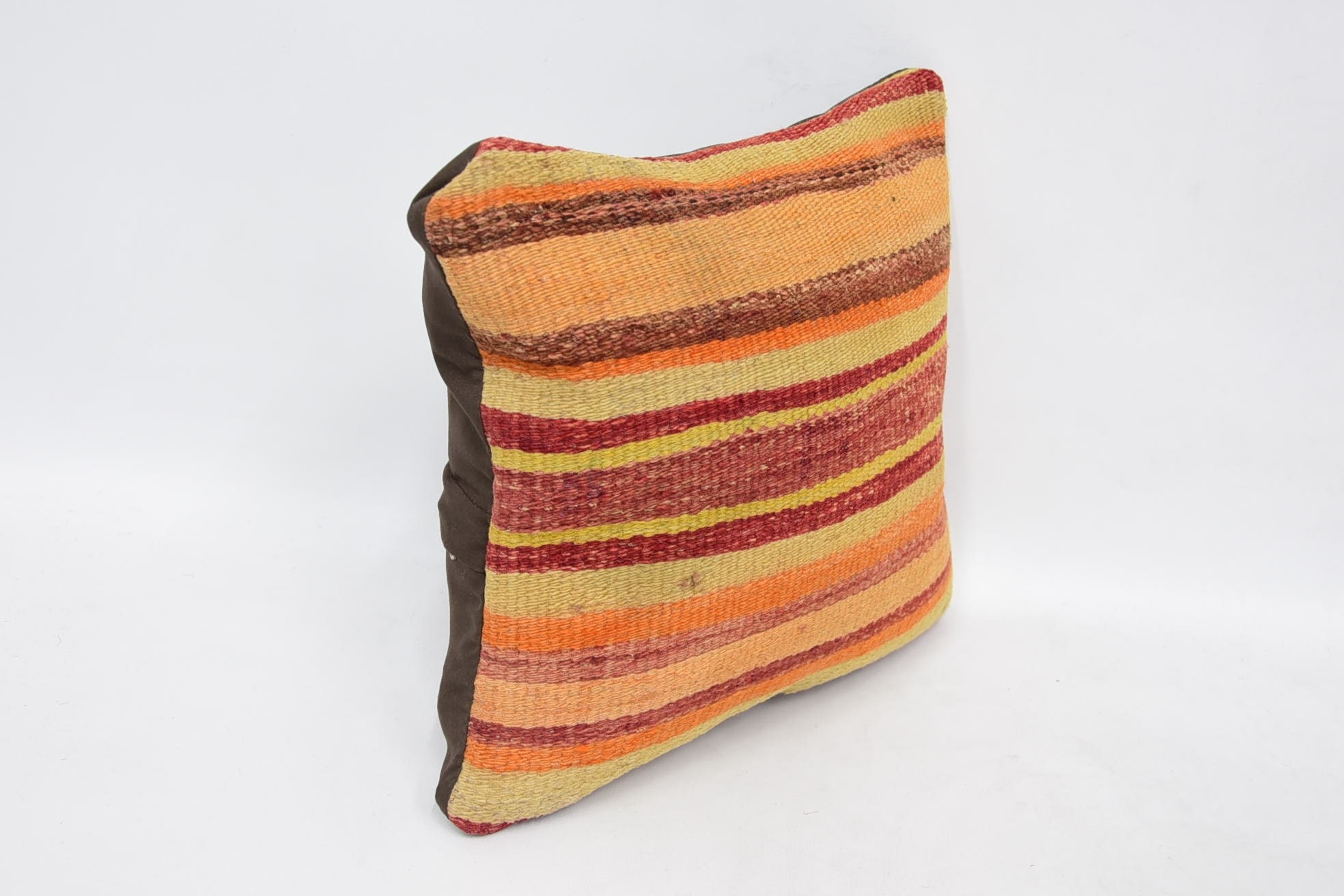 Vintage Pillow, Anatolian Cushion, Cotton Pillow Cover, Boho Pillow, Handwoven Pillow Case, Pillow for Sofa, 12"x12" Orange Cushion Cover