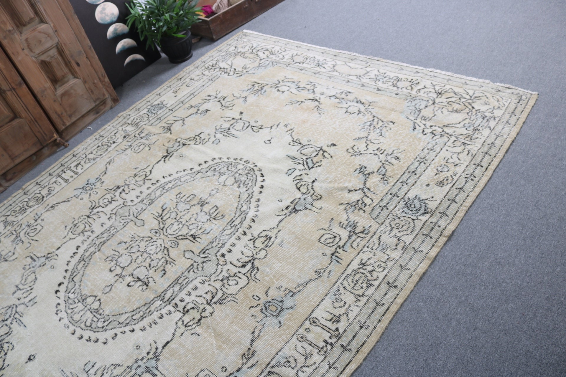 Moroccan Rugs, Beige Bedroom Rugs, Living Room Rug, Bedroom Rugs, Vintage Rug, Turkish Rugs, 6.1x9.4 ft Large Rug, Rugs for Bedroom