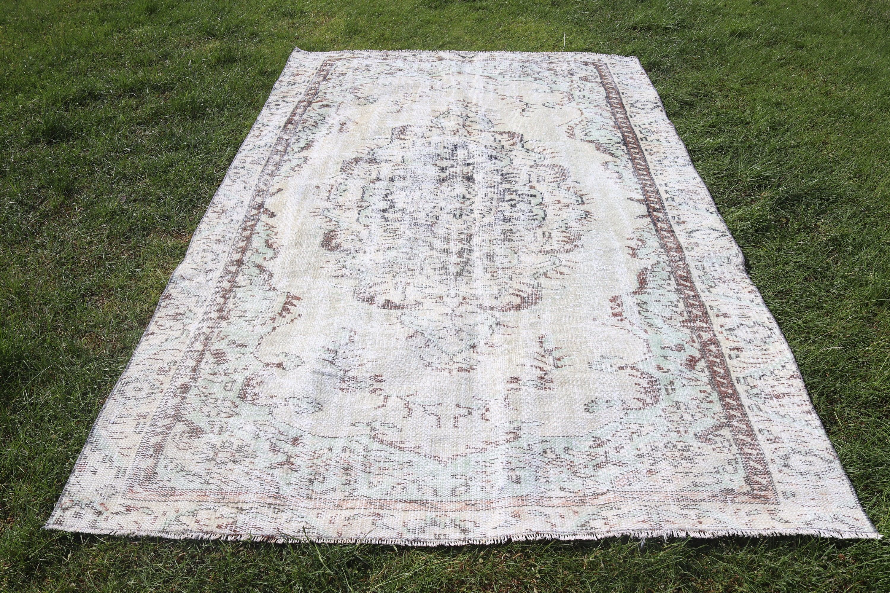 Türk Halıları, Vintage Halılar, Yatak Odası Halıları, 5.3x8 ft Büyük Halı, Büyük Boho Halısı, Bej Yatak Odası Halıları, Büyük Boho Halıları