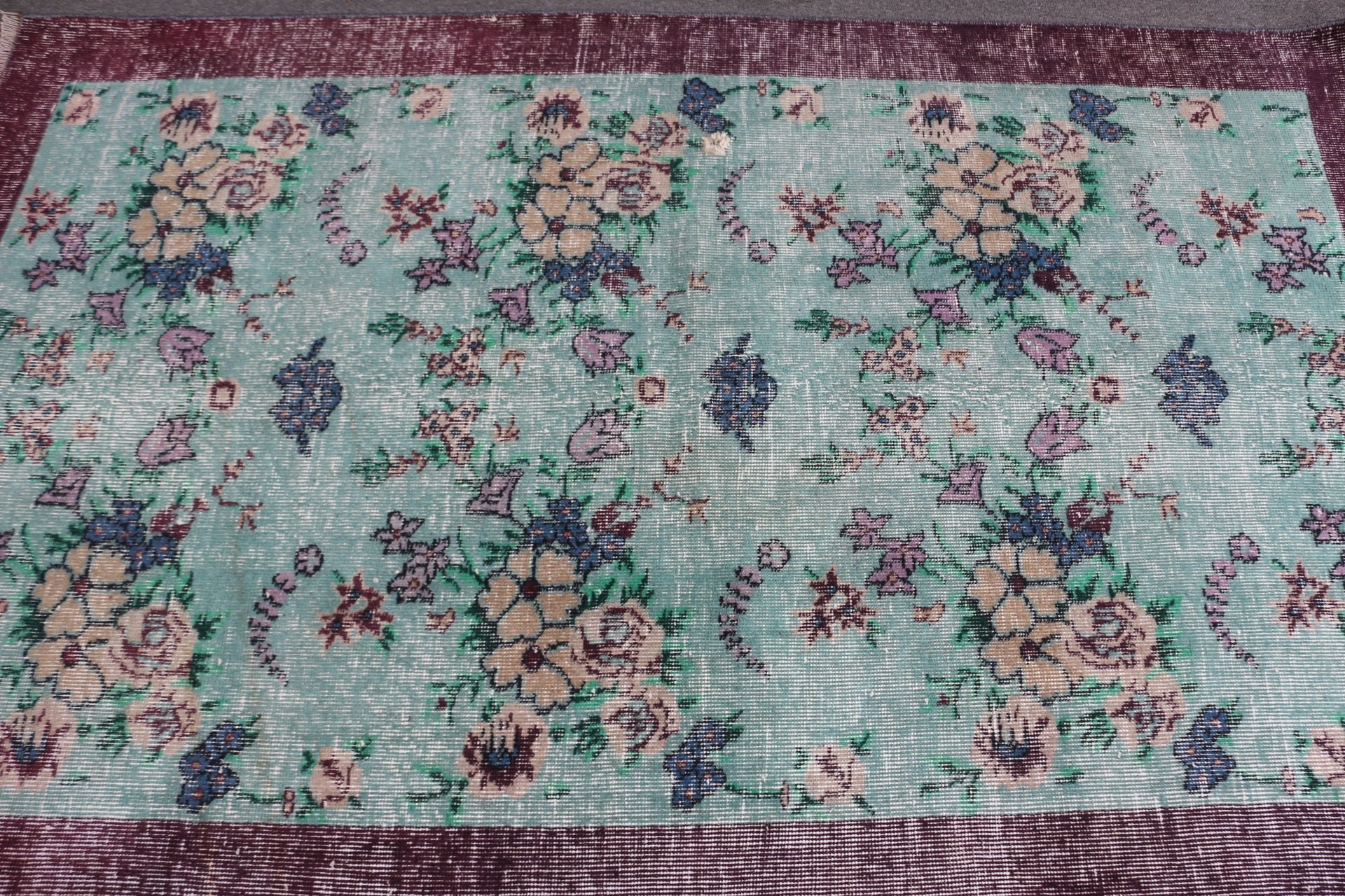 Çocuk Halısı, 3.9x6.2 ft Alan Halısı, Antika Halı, Türk Halısı, Vintage Halı, Yeşil Oryantal Halı, Mutfak Halısı, Mutfak Halıları