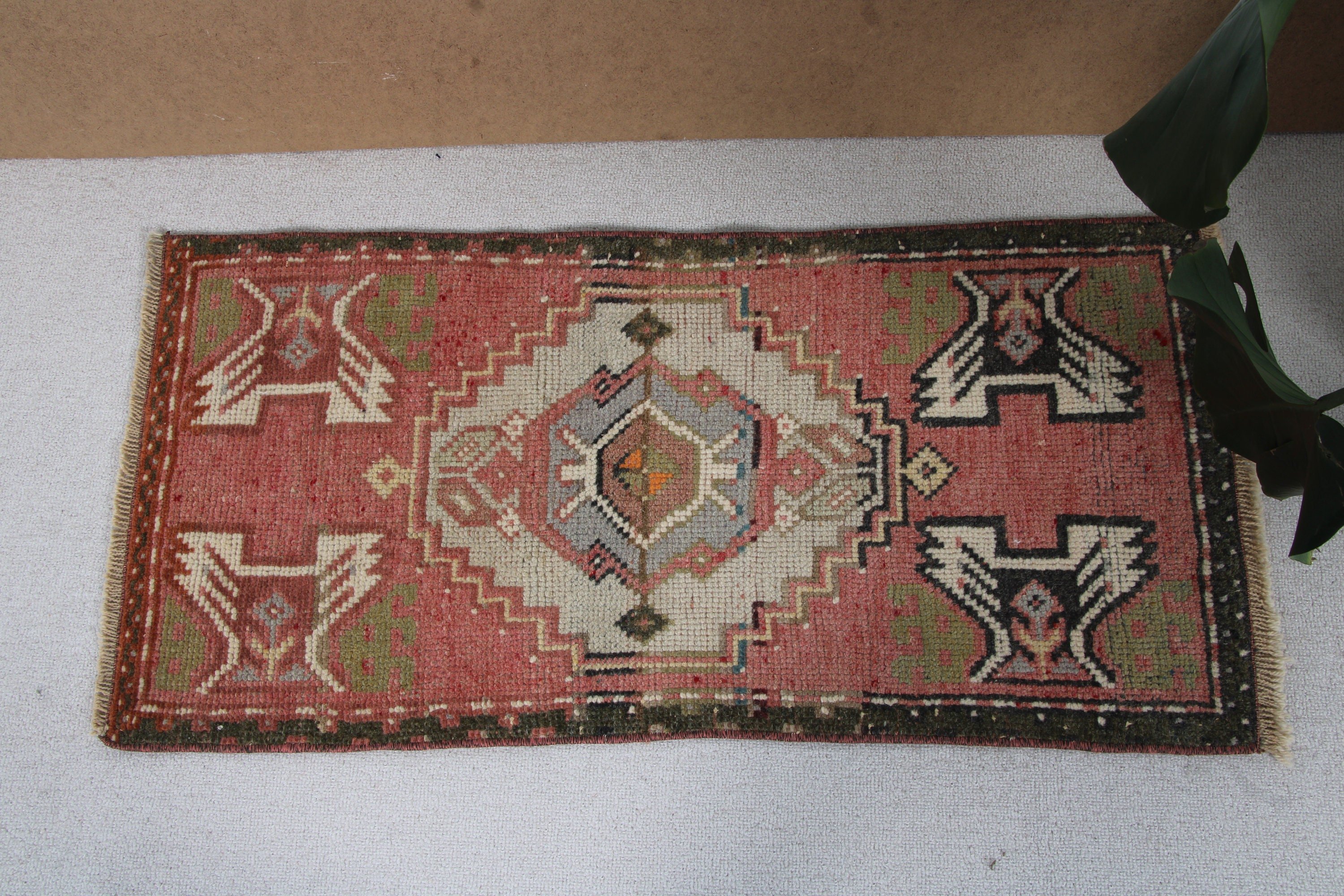 Mutfak Halısı, Geometrik Halı, Çocuk Halıları, Türk Halıları, 1,5x3,1 ft Küçük Halı, Banyo Paspası Boho Halıları, Vintage Halı, Pembe Modern Halı, Oushak Halı