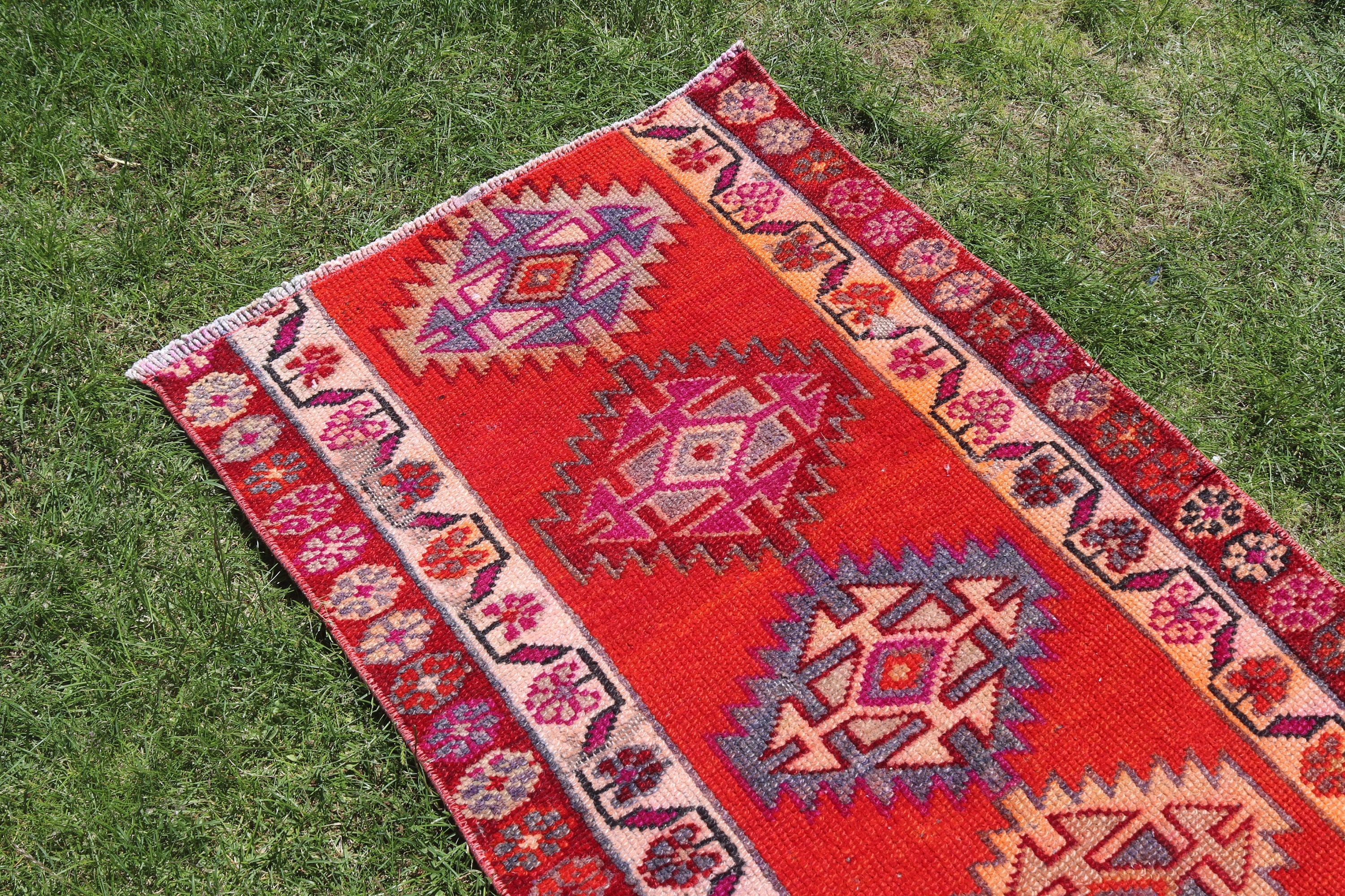 Nursery Rugs, Bedroom Rug, Turkish Rugs, Home Decor Rugs, Red Handwoven Rugs, Vintage Rugs, Boho Rug, 2.5x4.4 ft Small Rugs, Bathroom Rugs