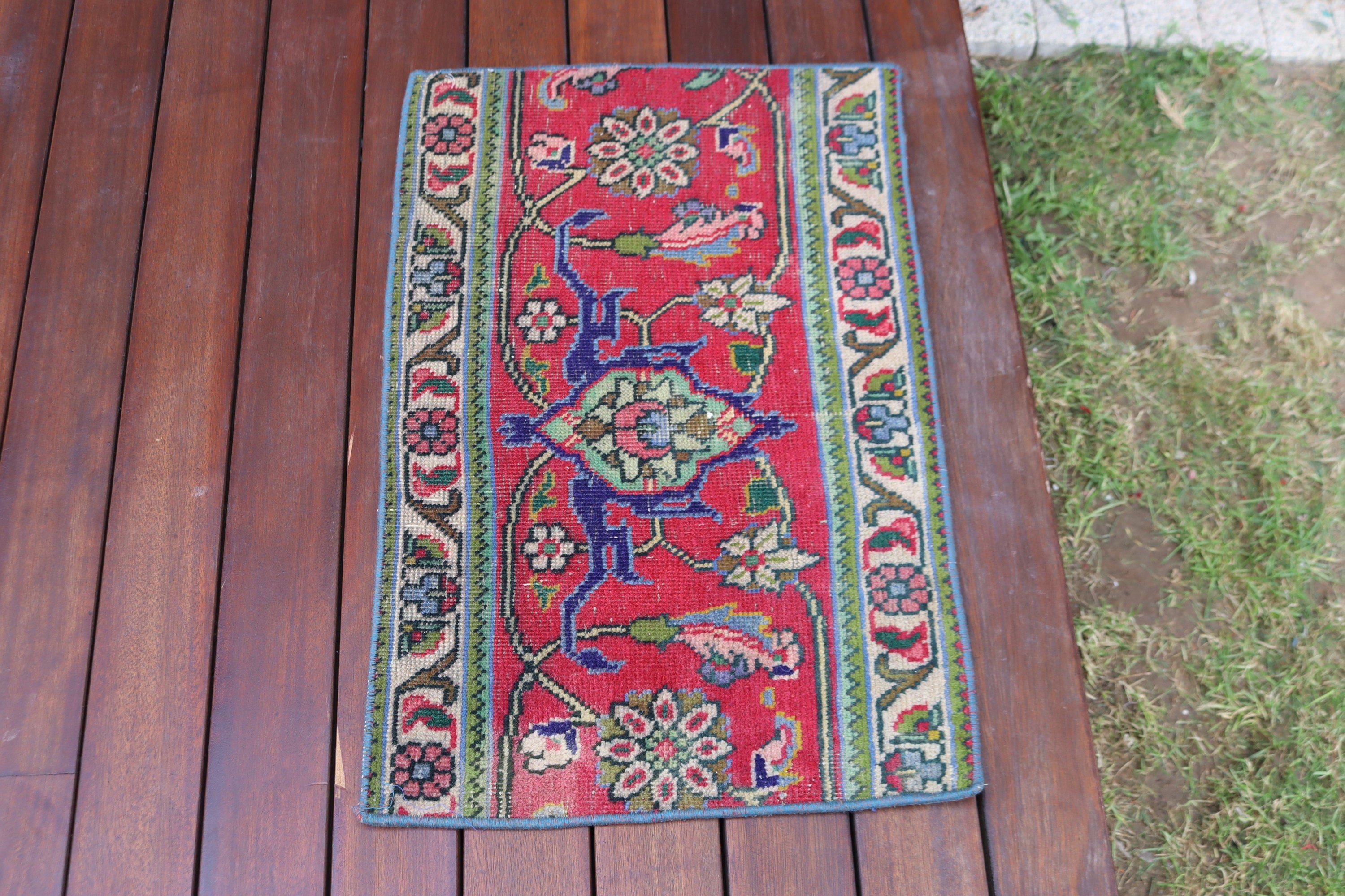 Bath Rug, Rugs for Small Area, Floor Rug, 1.5x2.3 ft Small Rug, Turkish Rug, Entry Rug, Luxury Rug, Vintage Rug, Red Cool Rug, Handmade Rug