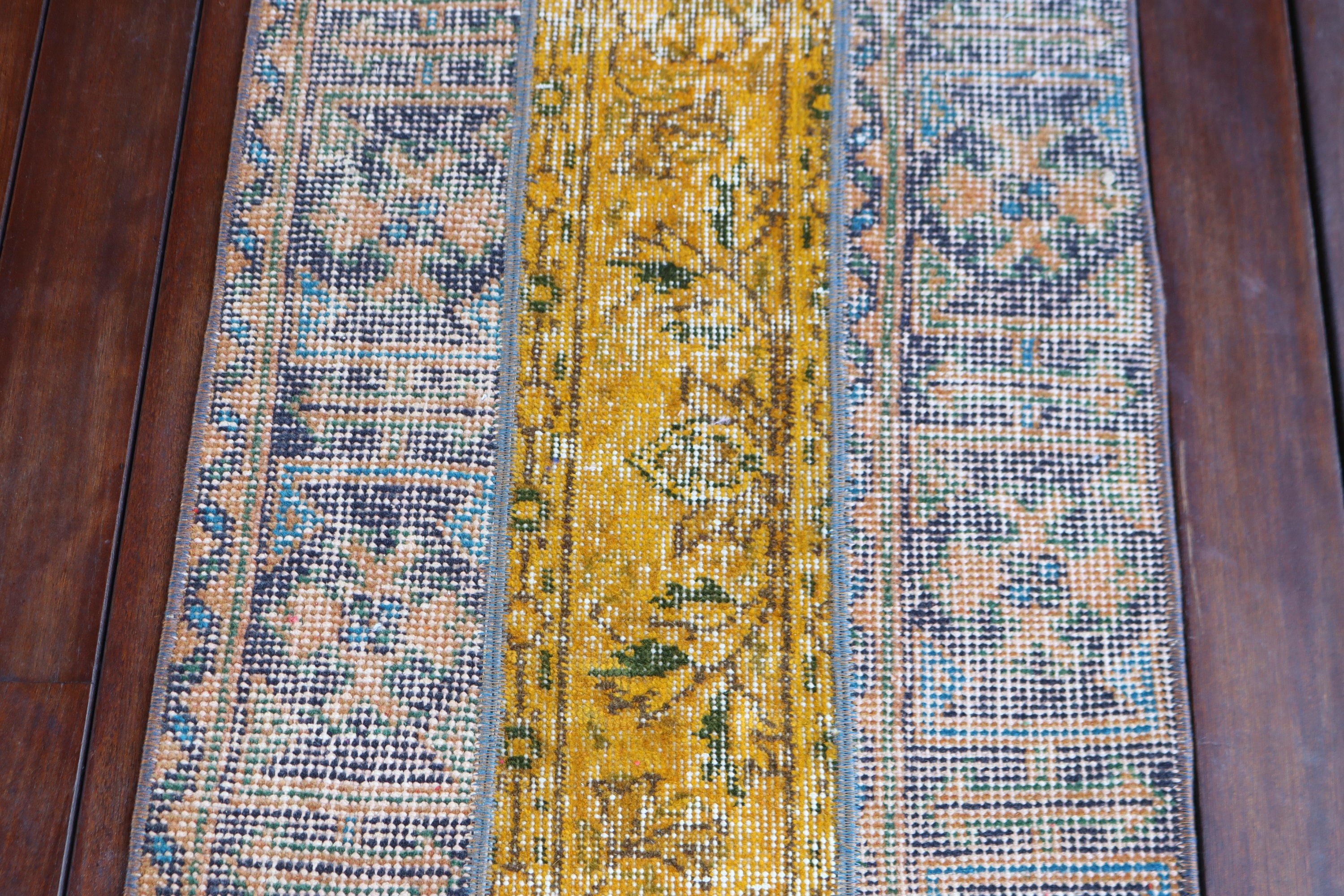 Yatak Odası Halıları, Vintage Halılar, Geometrik Halı, 1.7x3.6 ft Küçük Halılar, Küçük Alan Halıları, Türkiye Halısı, Anadolu Halısı, Türk Halısı, Mavi Yer Halıları