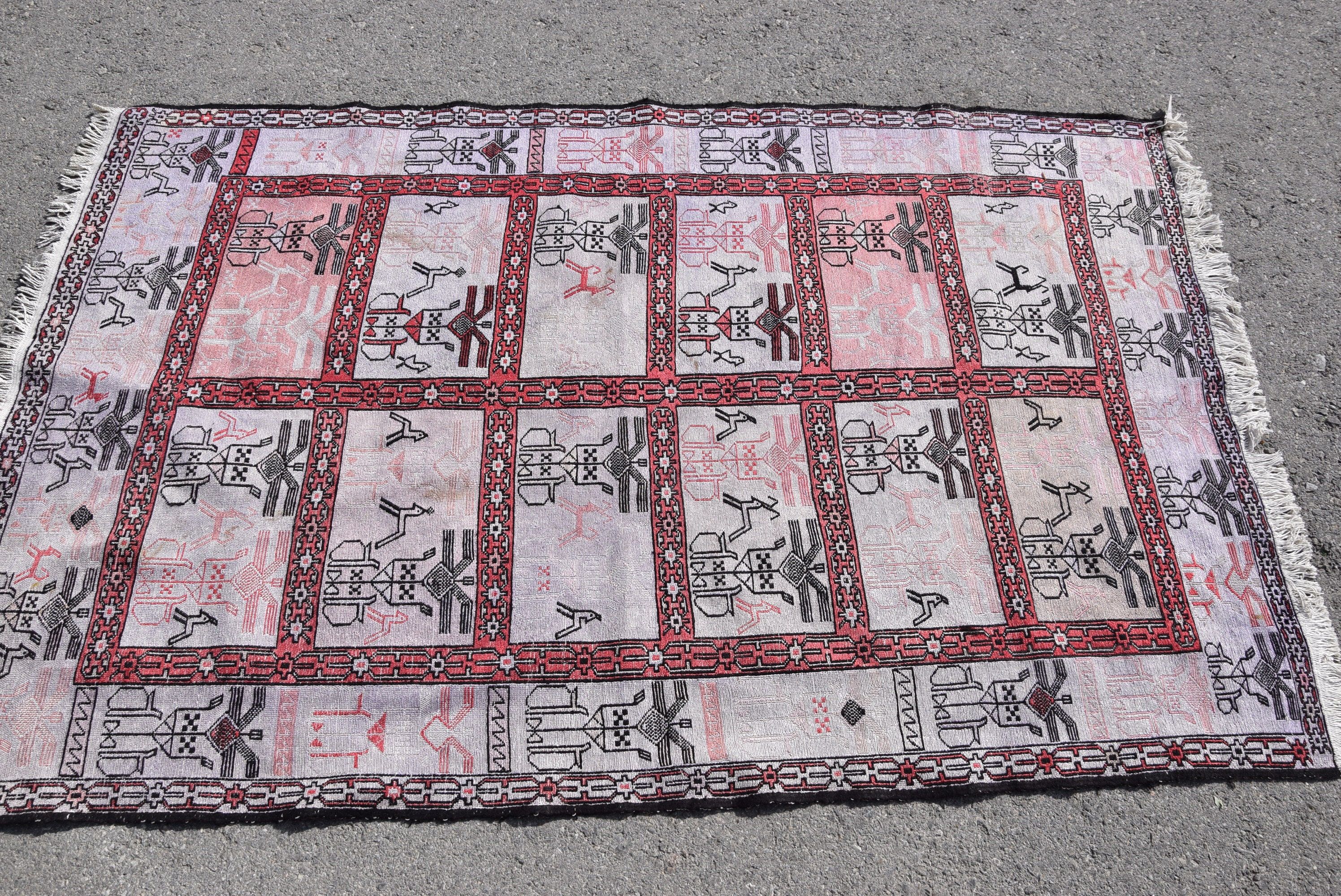 Mor Mutfak Halıları, Anadolu Halısı, Sessiz Halı, Yatak Odası Halısı, Giriş Halısı, 3.7x5.9 ft Accent Halısı, Türk Halısı, Vintage Halı, Antika Halılar, Kilim