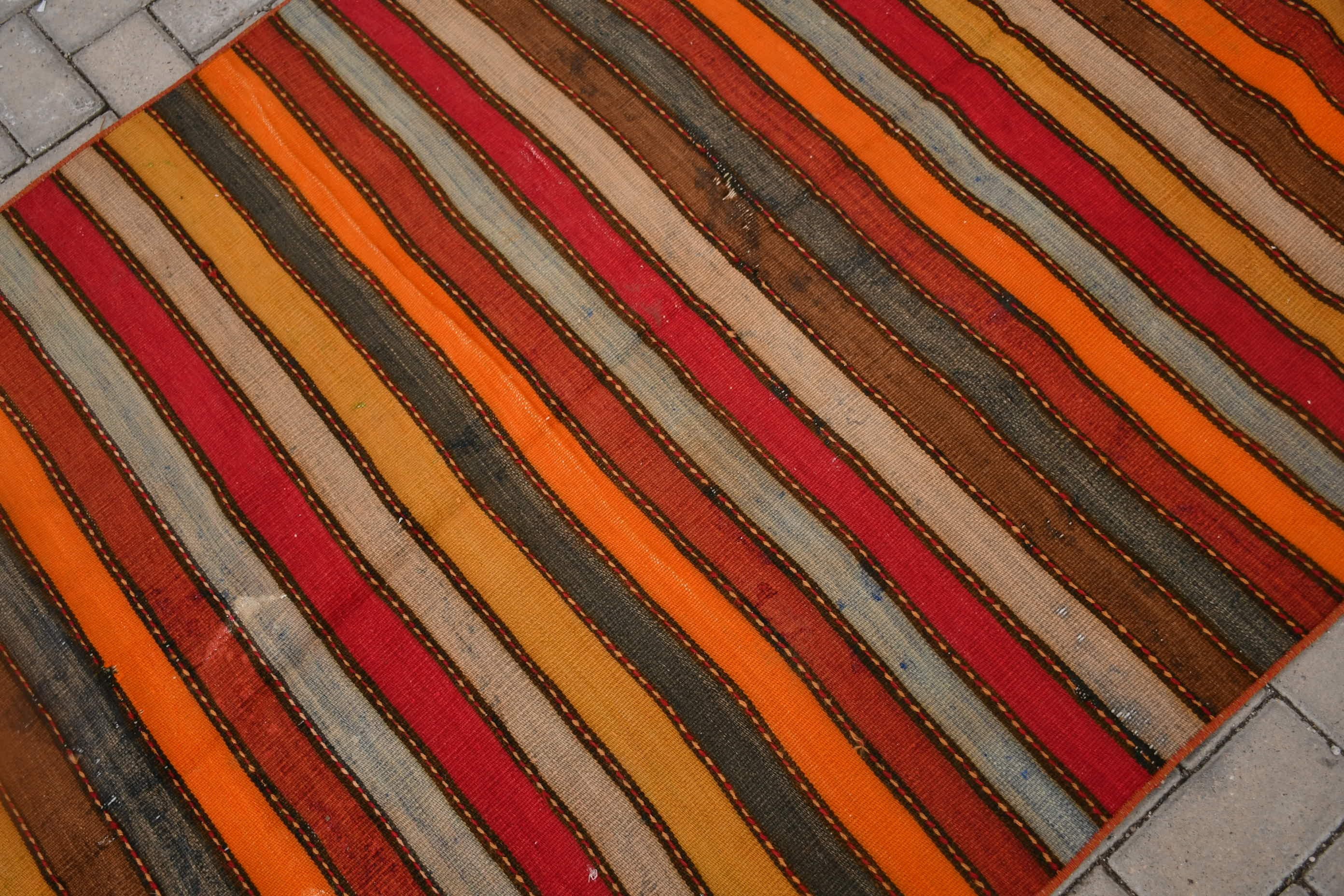 Oturma Odası Kilim, Antik Kilim, Türk Kilim, Turuncu Ev dekoru Kilim, 116x200 cm Oturma odası Kilim, Yemek odası Kilim, Mutfak Kilim