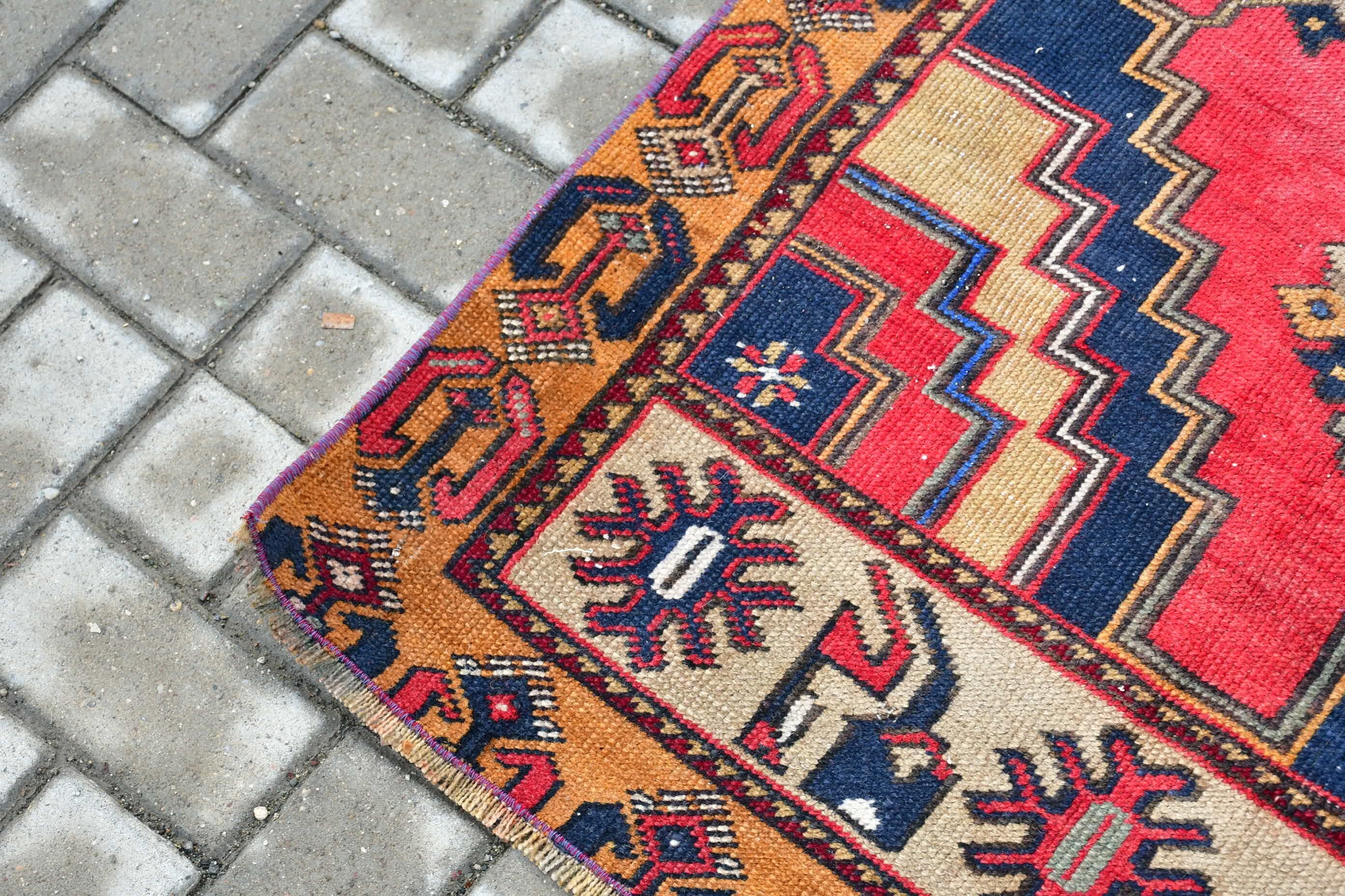 Kitchen Rugs, Nursery Rug, Wool Rug, Red Oushak Rug, Turkish Rug, Rugs for Entry, 2.9x6.1 ft Accent Rugs, Vintage Rug