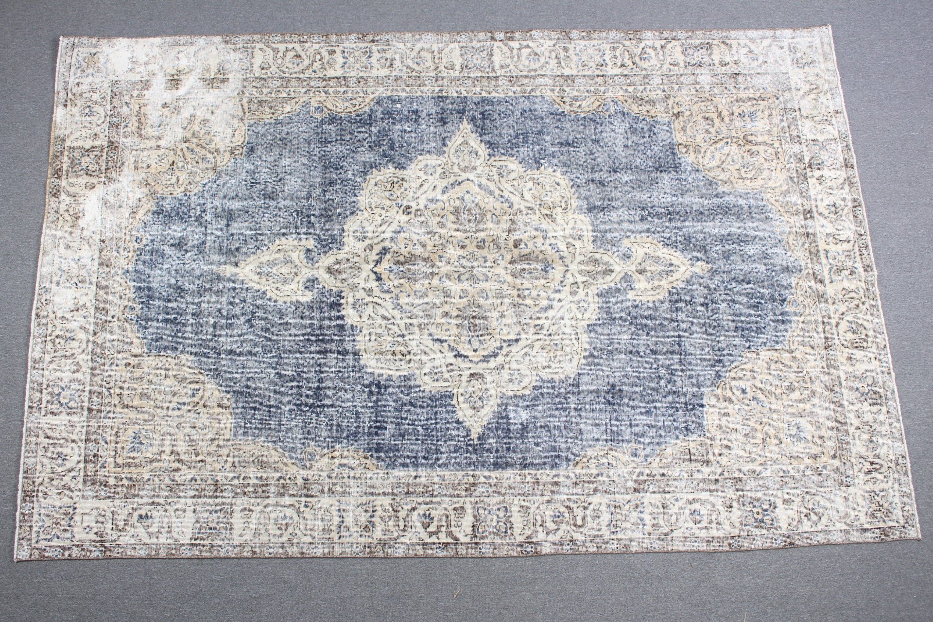 Home Decor Rug, Bedroom Rugs, Antique Rug, Cute Rug, Vintage Rugs, Dining Room Rug, Turkish Rugs, Blue  6.4x9.9 ft Large Rugs