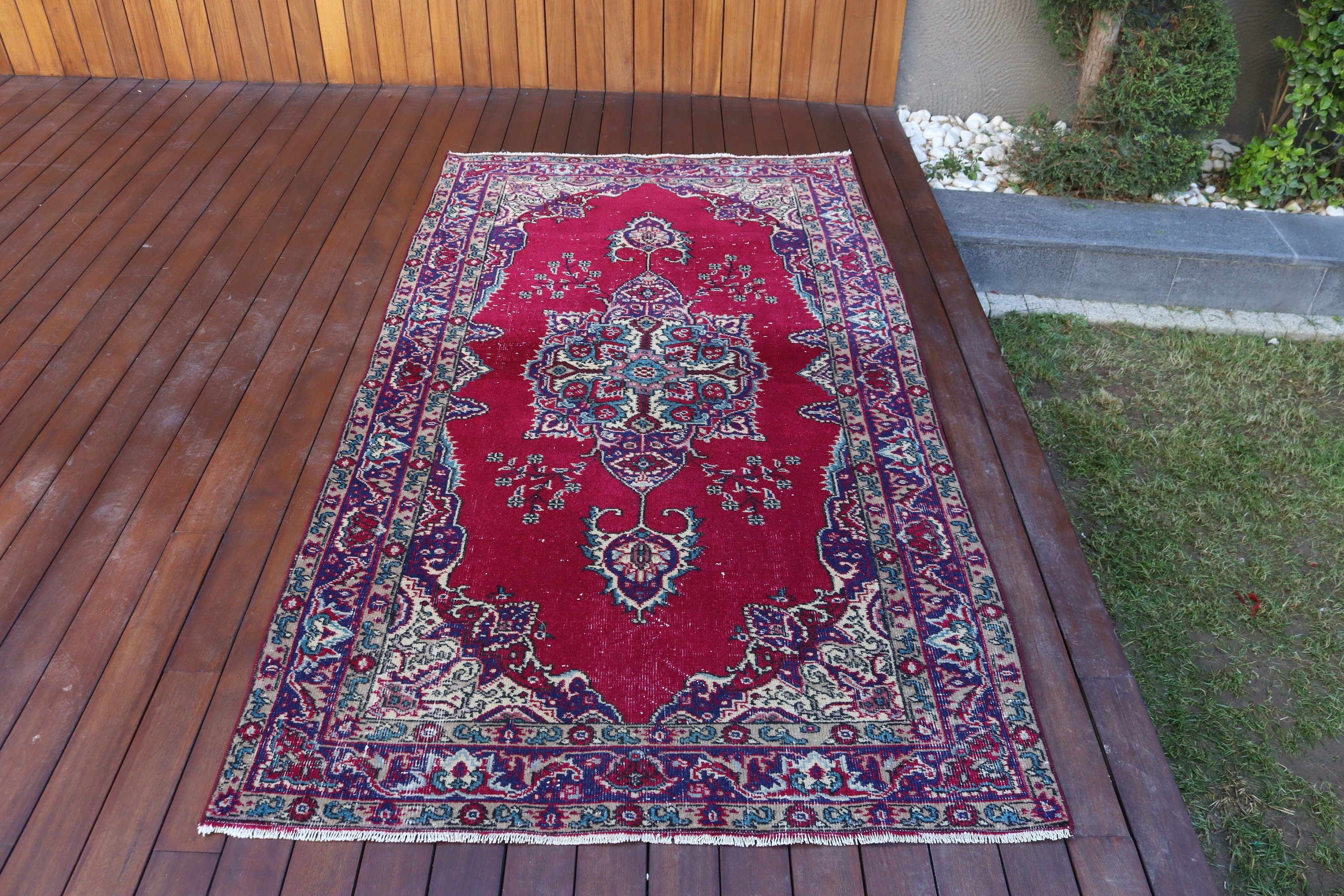 Mutfak Halısı, Türk Halıları, Yatak Odası Halıları, Lüks Halı, Yemek Odası Halısı, Vintage Halılar, 3,9x7,2 ft Alan Halıları, Kırmızı Düz ​​Dokuma Halı, Modern Halılar