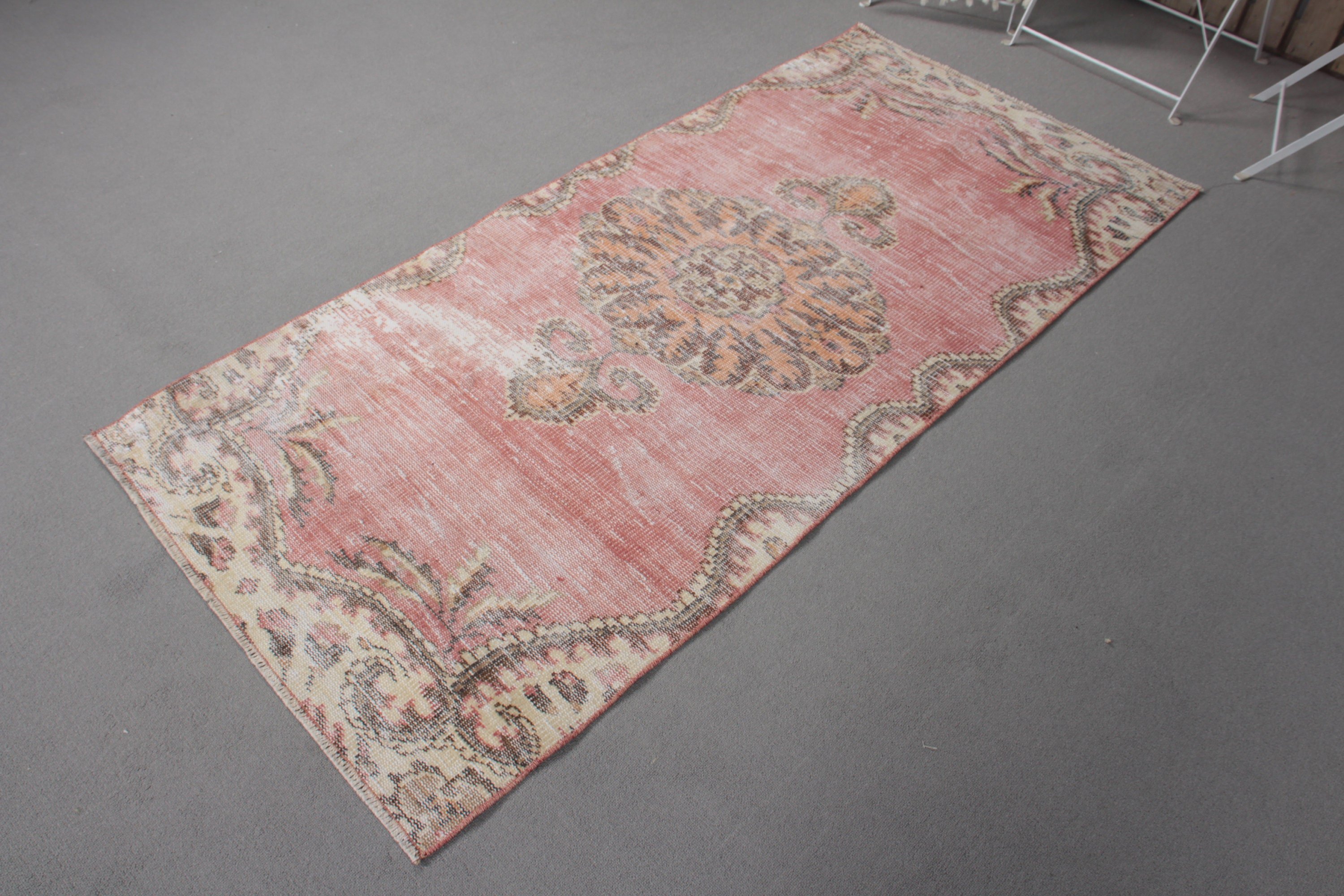 Antique Rug, Turkish Rug, Office Rugs, Bedroom Rugs, Red Geometric Rug, Vintage Rugs, 3x6.3 ft Accent Rugs, Vintage Accent Rugs, Floor Rug