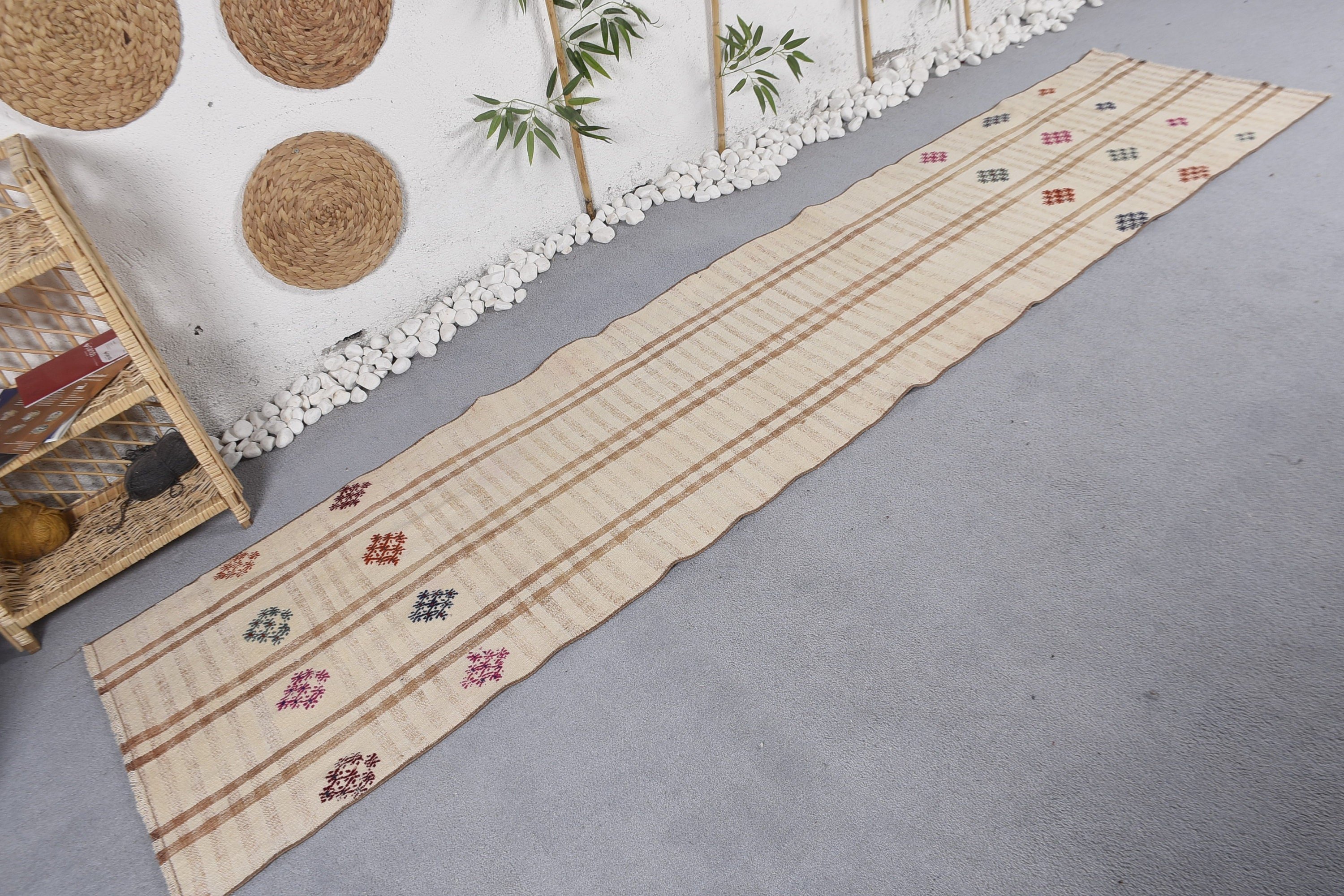 Beni Ourain Runner için Halılar, Lüks Halı, 2,3x9,8 ft Runner Halısı, Kahverengi Havalı Halılar, Vintage Halılar, Anadolu Halısı, Türk Halıları, Koridor Halısı