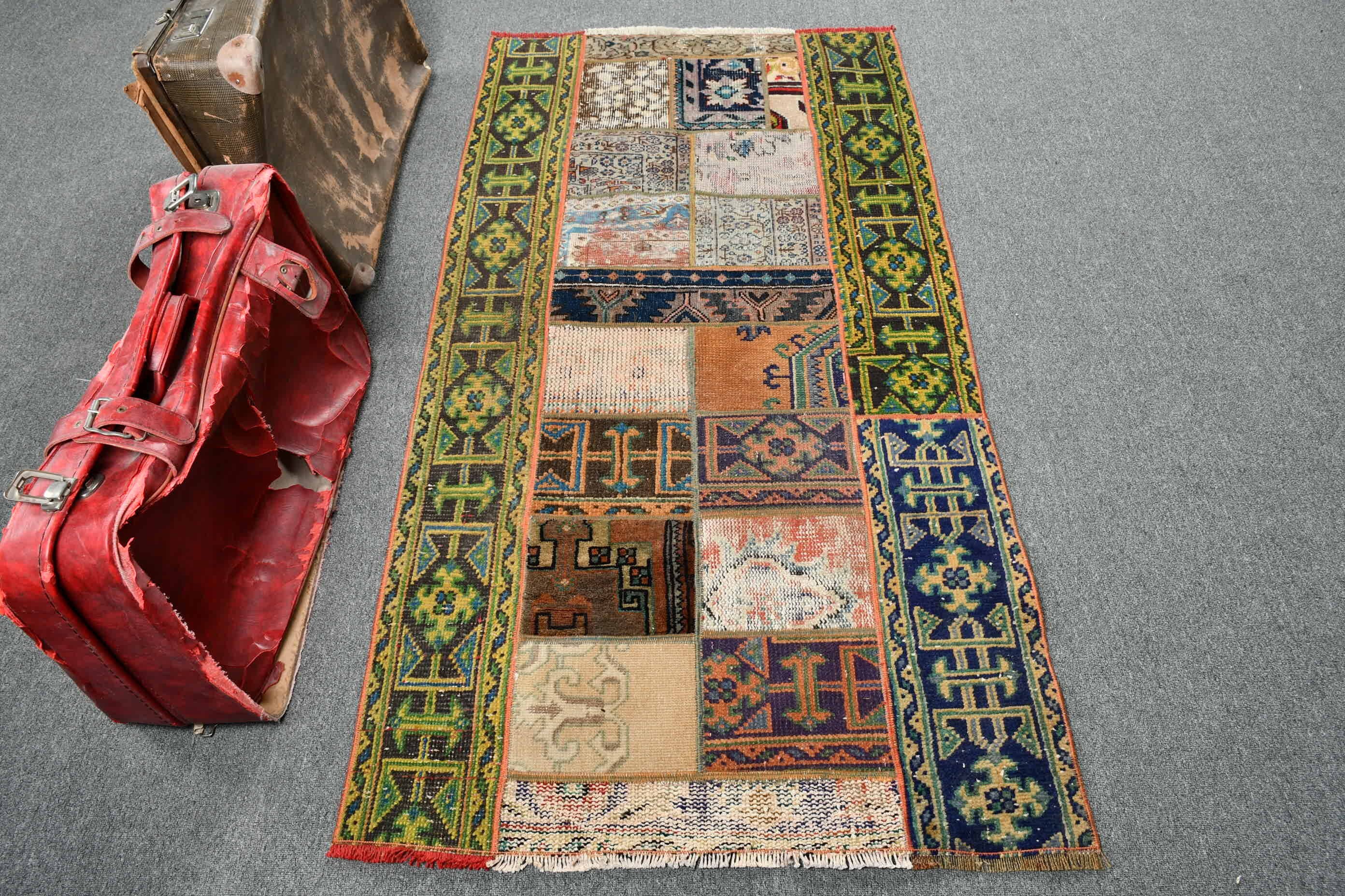 Rugs for Kitchen, Kitchen Rugs, Turkish Rugs, 2.9x5.5 ft Accent Rug, Moroccan Rugs, Green Floor Rugs, Vintage Rug, Tribal Rugs, Bedroom Rug