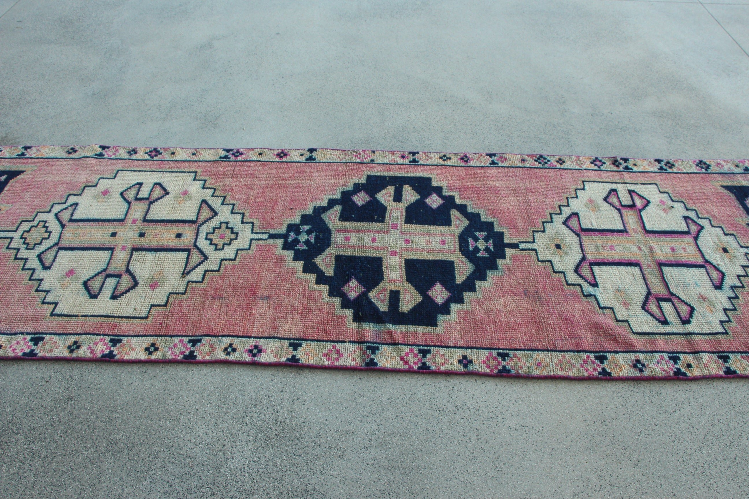 Pink Antique Rug, Turkish Rugs, Vintage Rug, Corridor Rug, Traditional Rugs, Hallway Rug, 3.1x11 ft Runner Rug, Statement Rugs, Neutral Rug