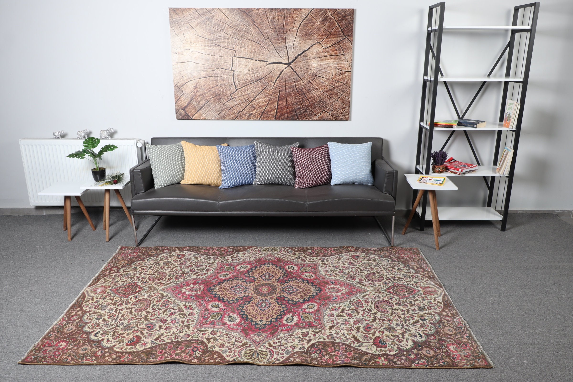 Vintage Rug, Oriental Rug, Living Room Rug, Floor Rug, Pale Rugs, Turkish Rug, 4.6x7.4 ft Area Rugs, Beige Bedroom Rugs, Bedroom Rugs