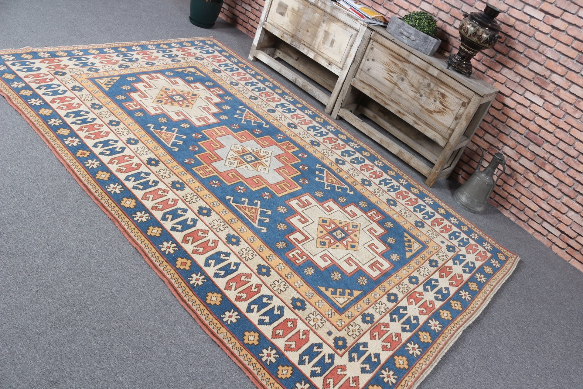 Anatolian Rugs, Living Room Rugs, Blue Kitchen Rug, 5.5x8.3 ft Large Rugs, Turkish Rugs, Floor Rugs, Bedroom Rug, Vintage Rug, Nomadic Rugs