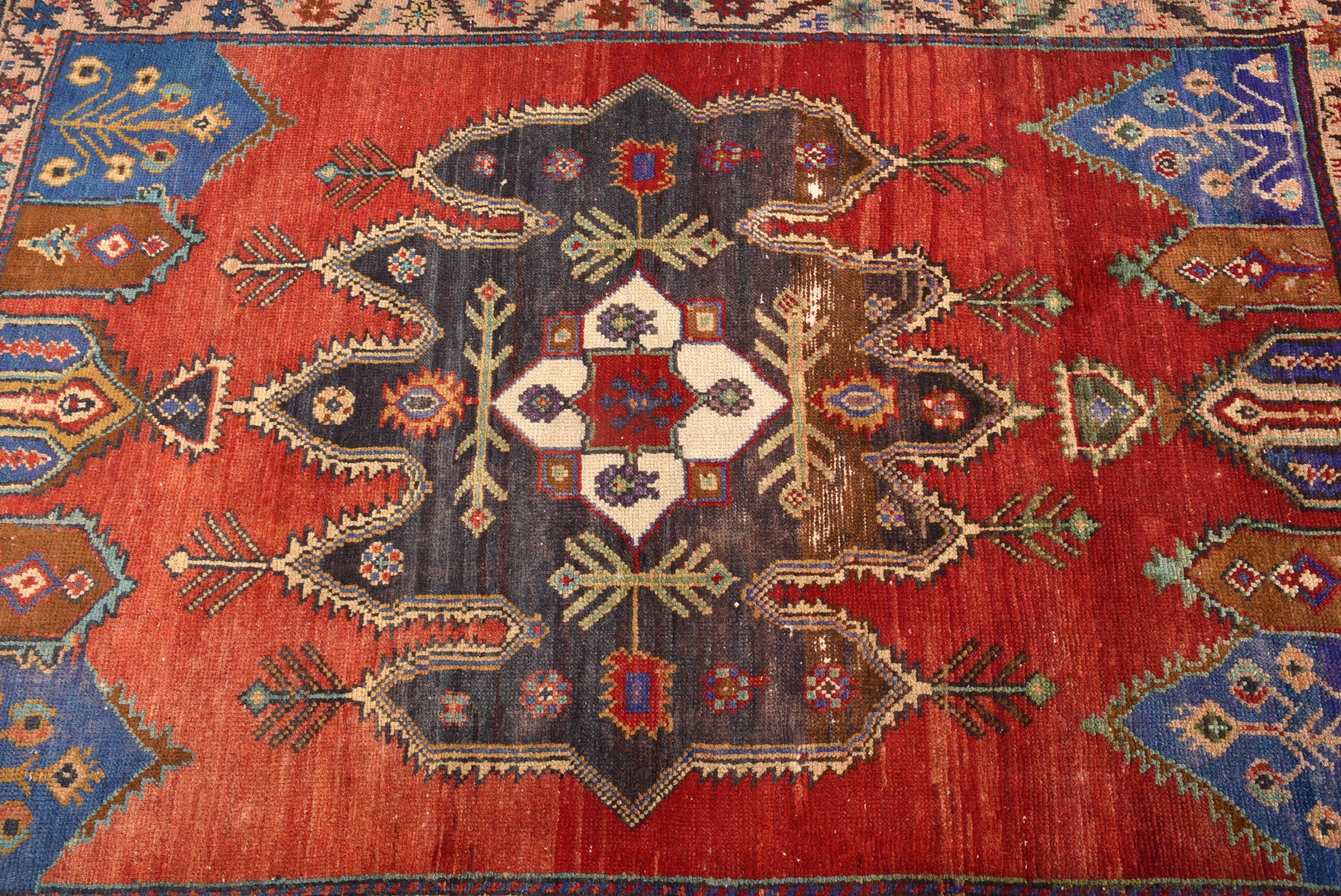 Kırmızı Lüks Halılar, Boho Vurgulu Halı, Aztek Halıları, Vintage Vurgulu Halı, 3,7x5,2 ft Vurgulu Halı, Havalı Halı, Lüks Halılar, Türk Halısı, Vintage Halılar