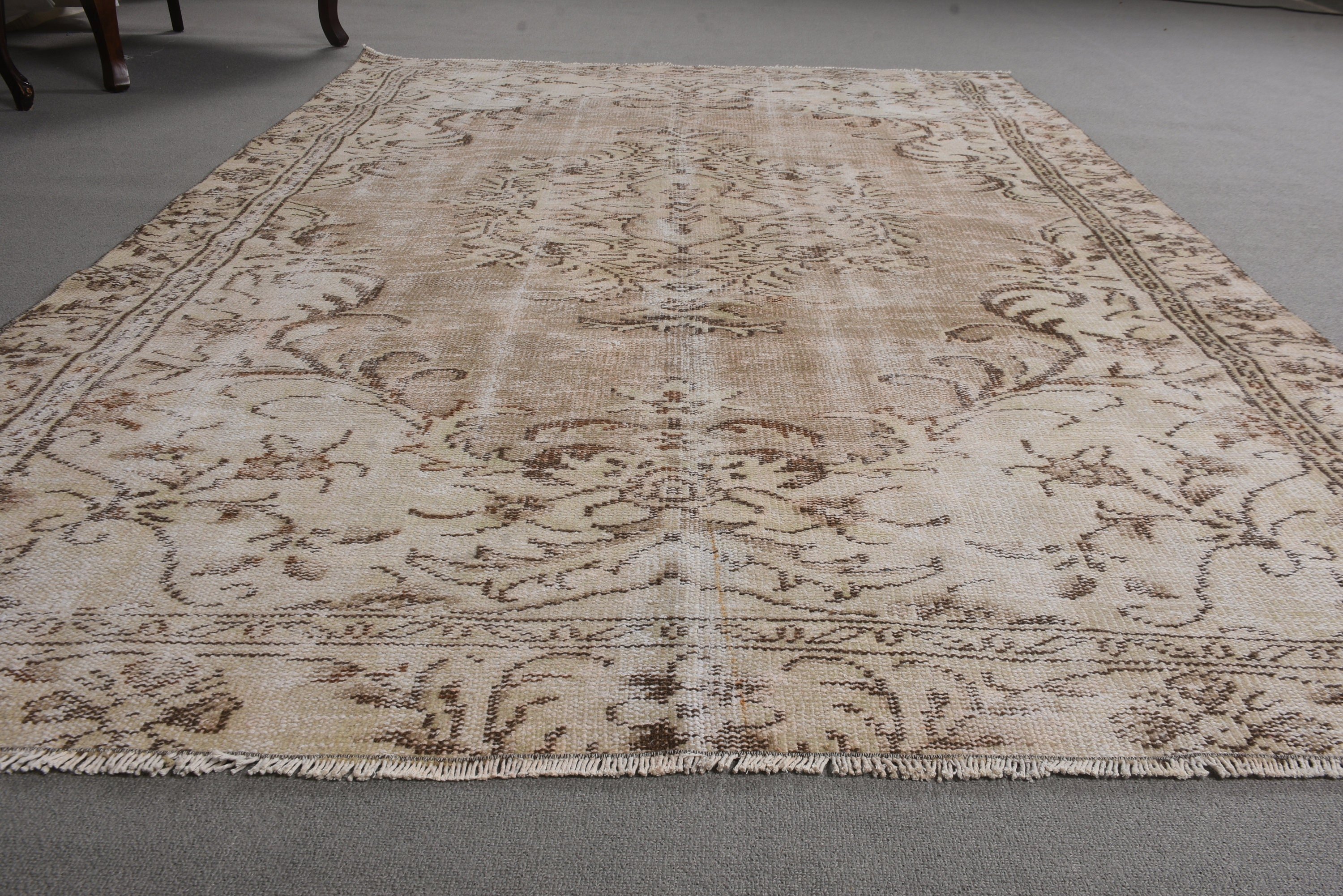 Turkish Rug, Rugs for Salon, Vintage Rug, Large Oushak Rugs, Cool Rugs, 5.3x8.1 ft Large Rugs, Salon Rug, Beige Bedroom Rugs