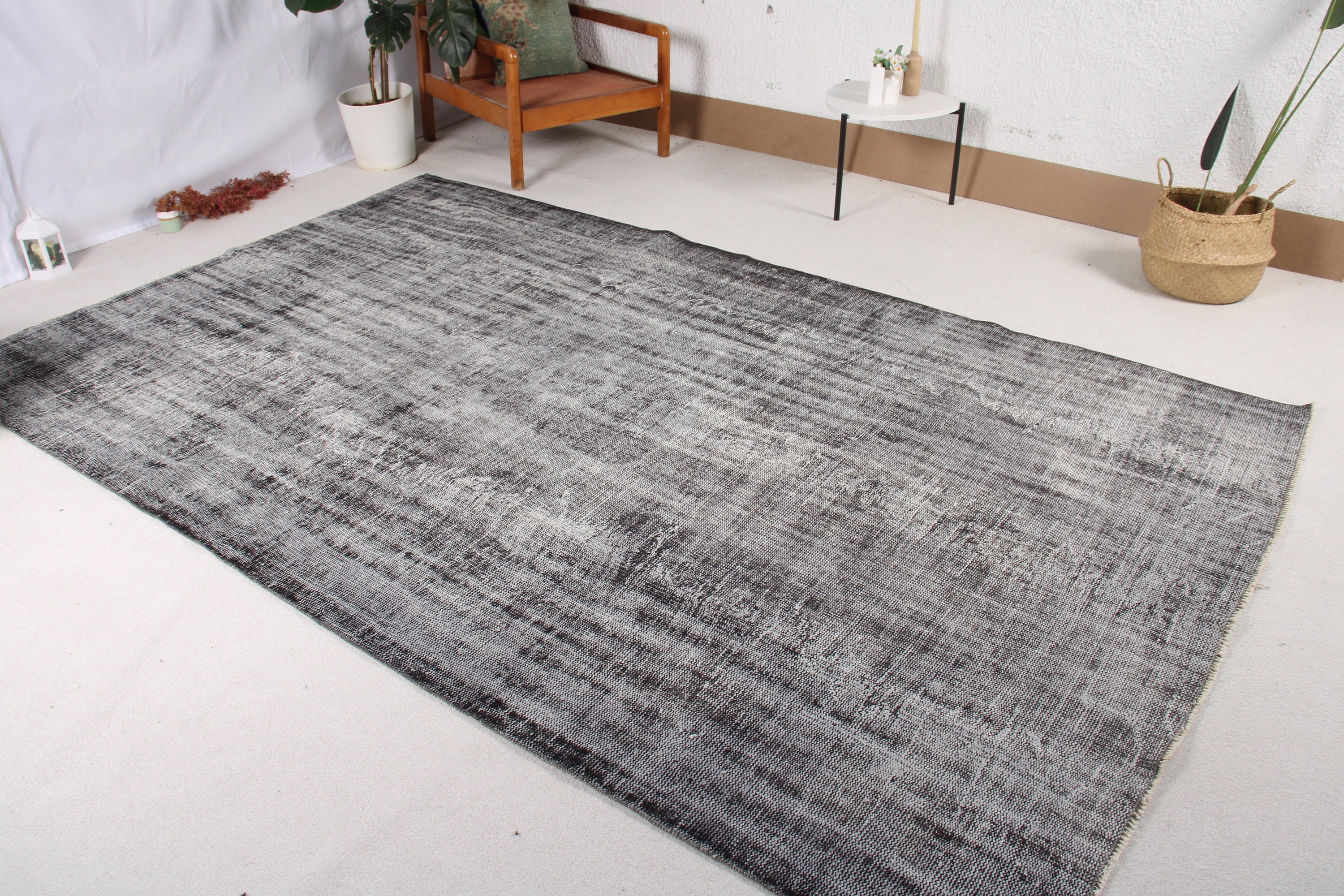 Vintage Rugs, Rugs for Salon, Turkish Rug, 6.1x9.9 ft Large Rugs, Large Oushak Rugs, Gray Luxury Rug, Modern Rug, Bedroom Rugs, Luxury Rug