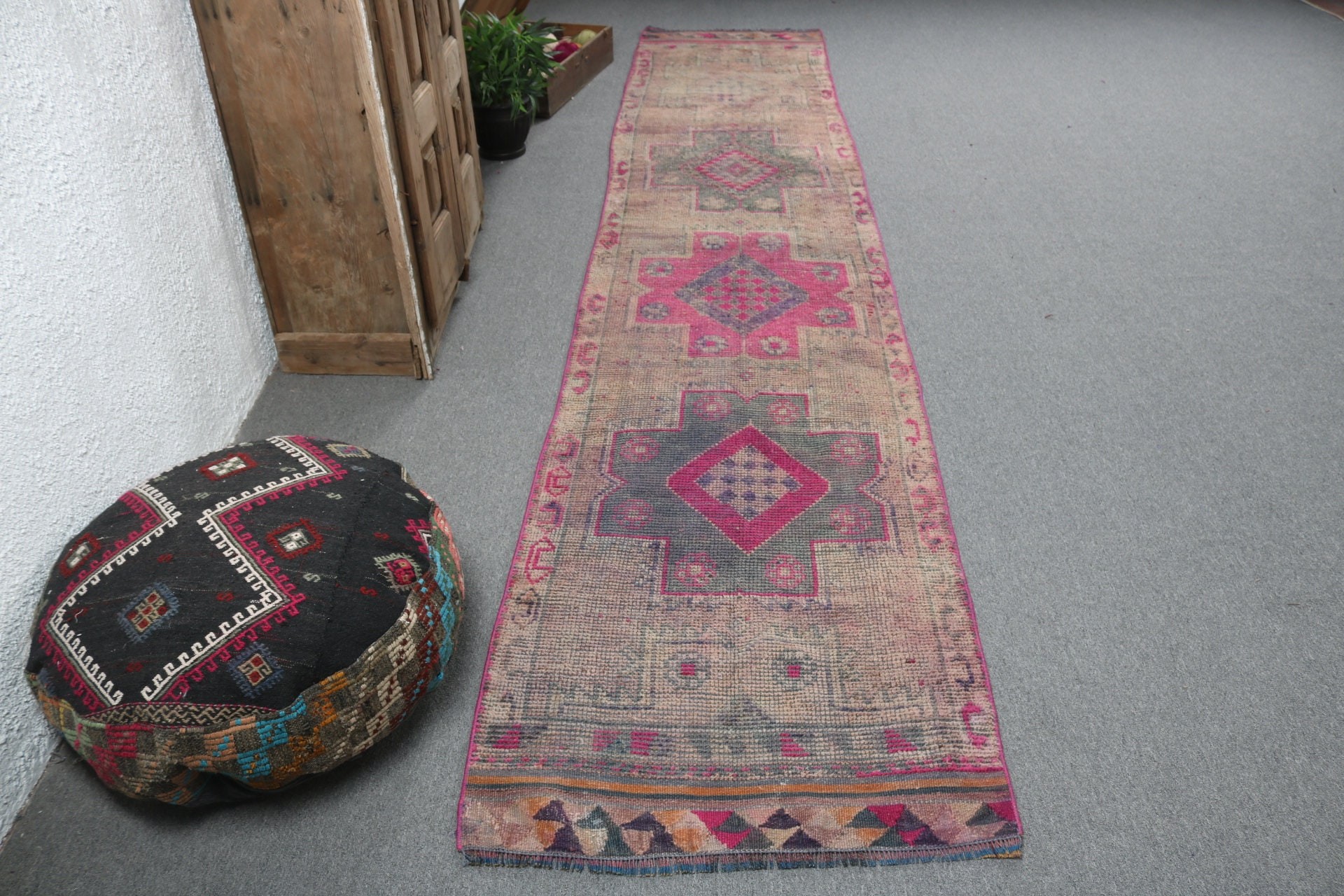 Flatweave Rug, Hallway Rugs, Turkish Rug, Vintage Rug, Rugs for Stair, Brown Home Decor Rugs, 2.7x13.4 ft Runner Rugs, Bedroom Rugs