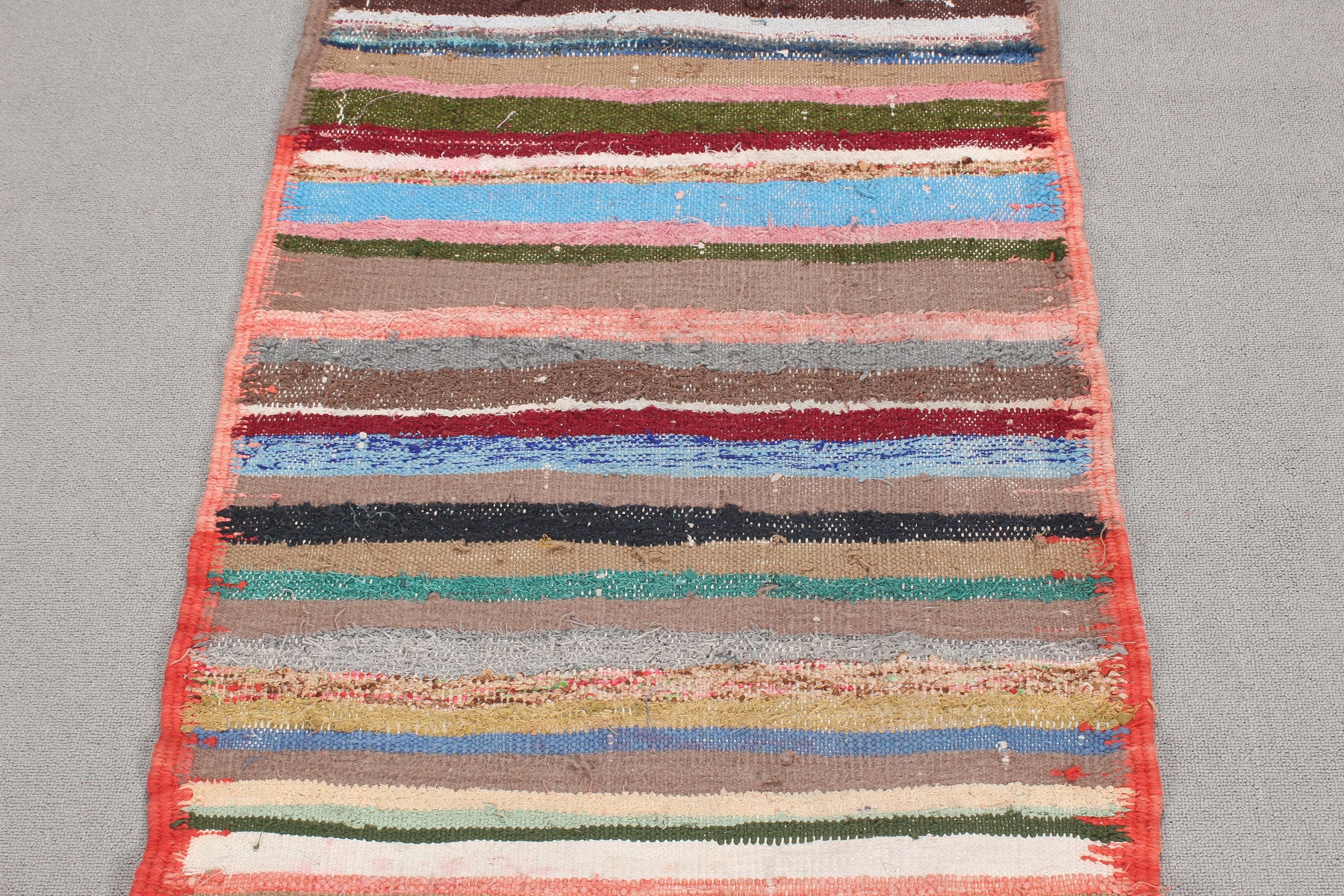 Oushak Halıları, Türk Halısı, Türkiye Halısı, Yer Halısı, Vintage Halı, 2.3x9.7 ft Runner Halıları, Kahverengi Lüks Halılar, Beni Ourain Runner Halısı, Kilim