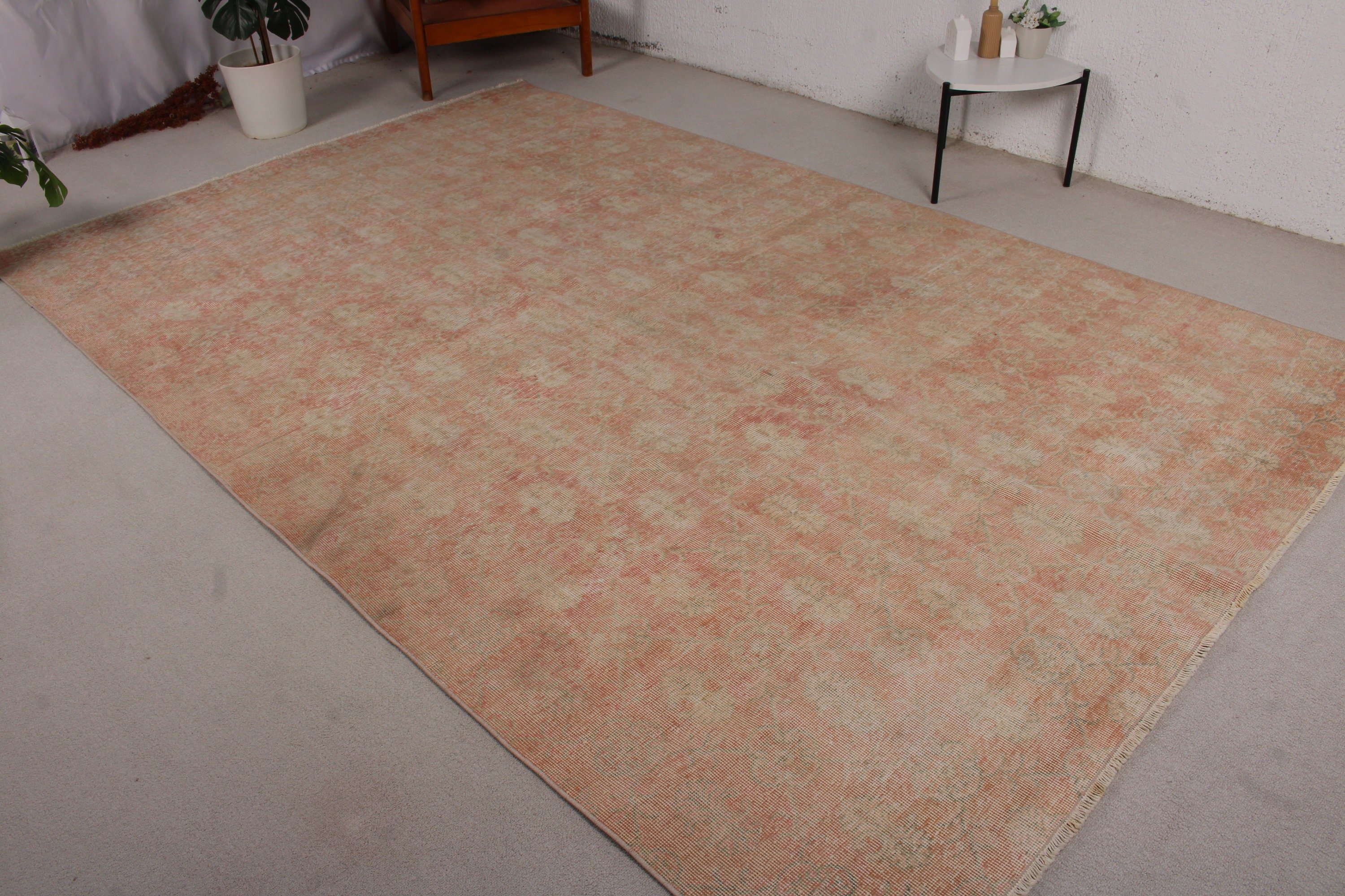 Turkish Rug, Beige Home Decor Rugs, Oushak Rugs, 6.8x10.3 ft Oversize Rug, Vintage Rug, Luxury Rug, Oversize Turkish Rugs