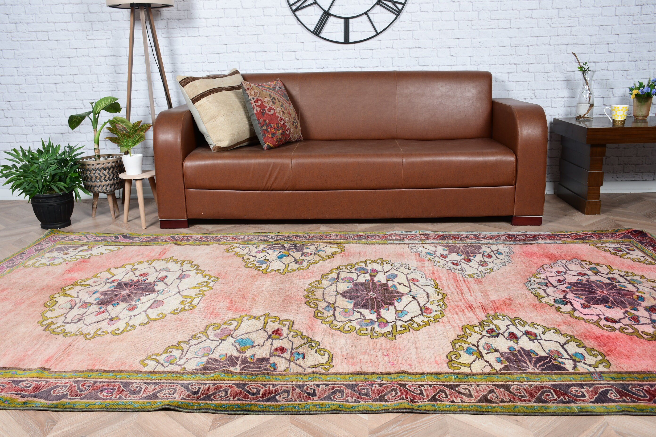 Living Room Rugs, Cute Rug, 5.3x9.9 ft Large Rug, Kitchen Rug, Turkish Rug, Vintage Rug, Pink Oriental Rugs, Dining Room Rug