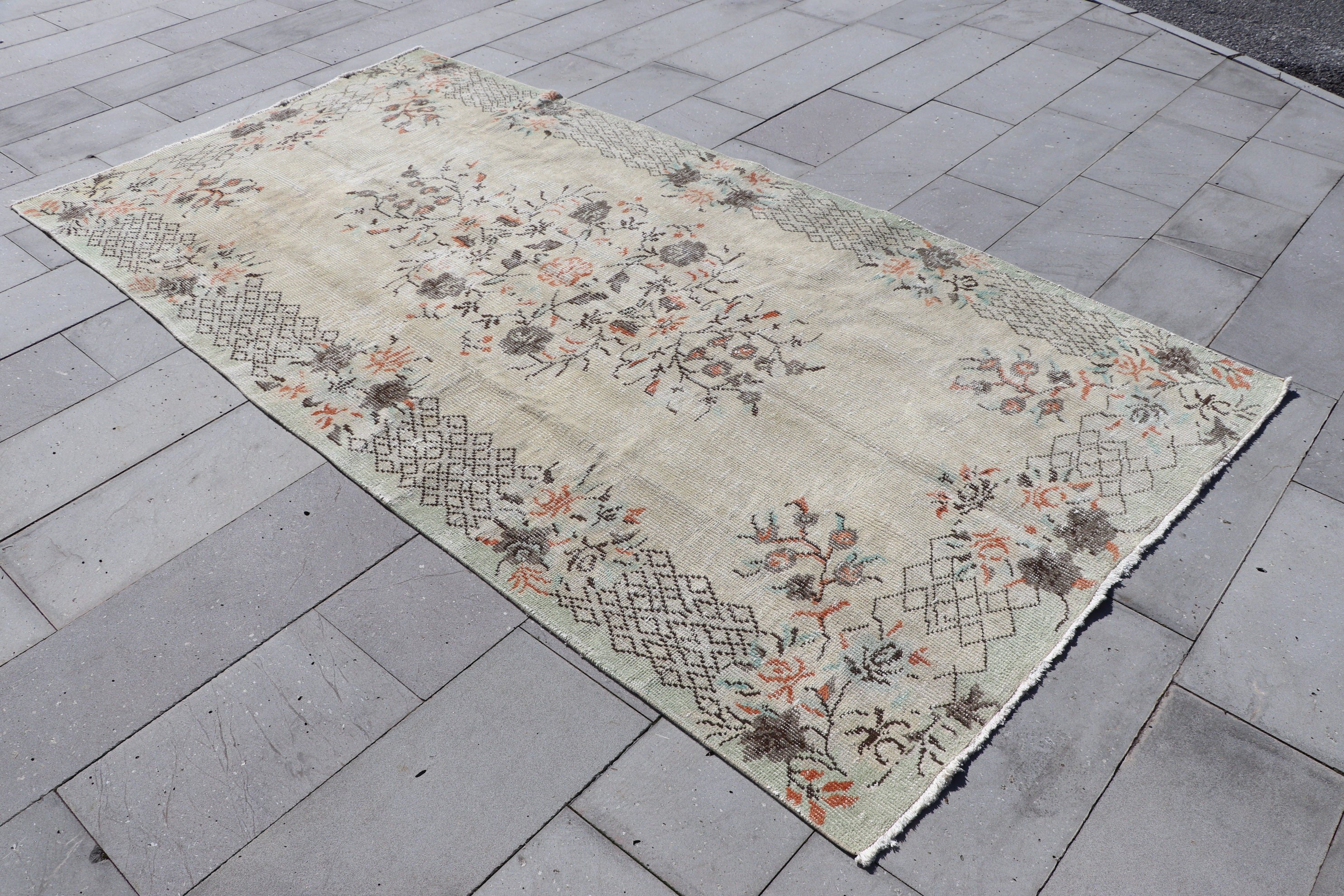 Turkish Rug, Retro Rugs, 5.1x9.9 ft Large Rug, Vintage Rug, Bedroom Rug, Rugs for Living Room, Salon Rug, Beige Home Decor Rug, Kitchen Rug