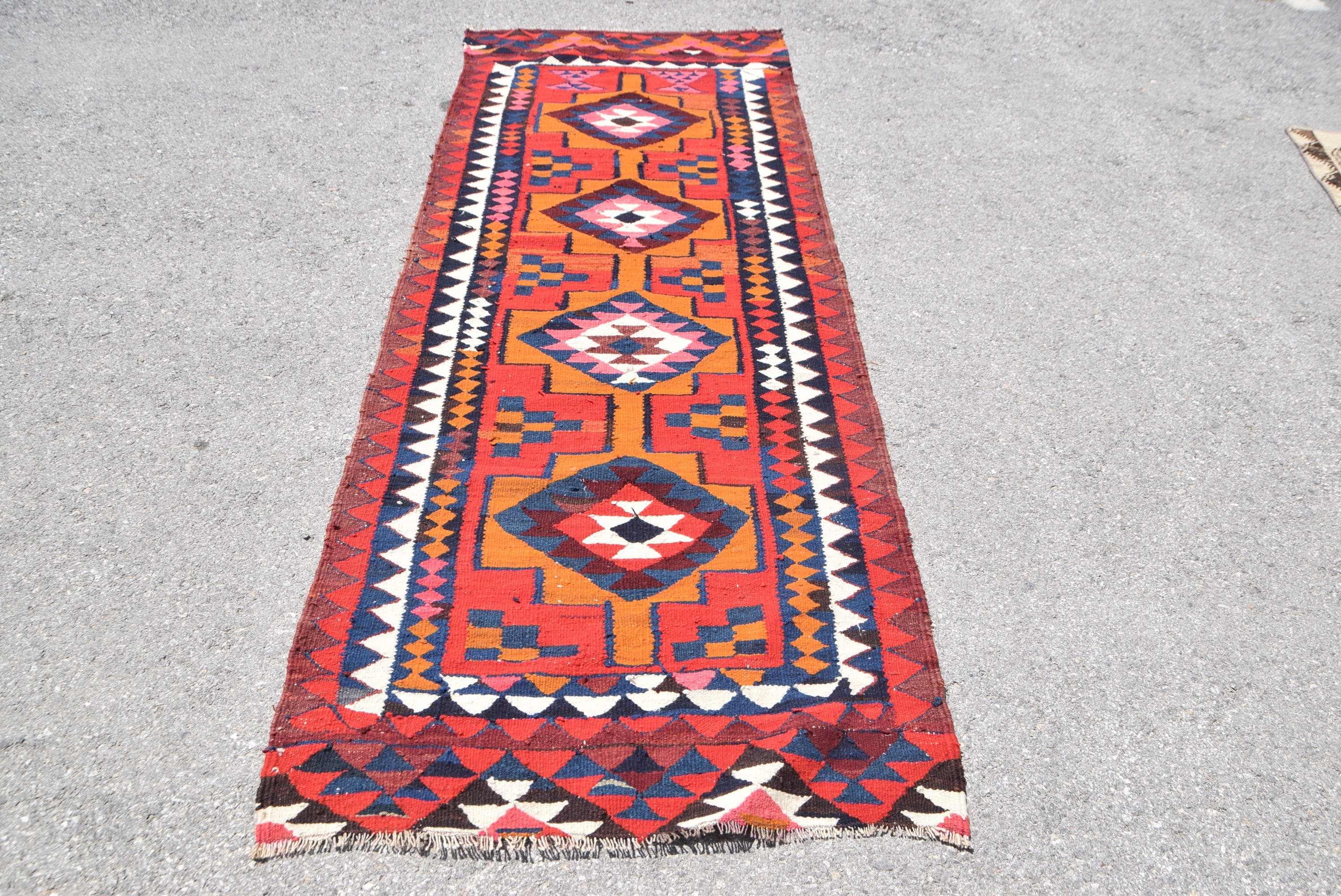 3.1x8.9 ft Runner Rug, Anatolian Rug, Hallway Rug, Rugs for Hallway, Floor Rug, Abstract Rug, Vintage Rug, Red Moroccan Rug, Turkish Rugs