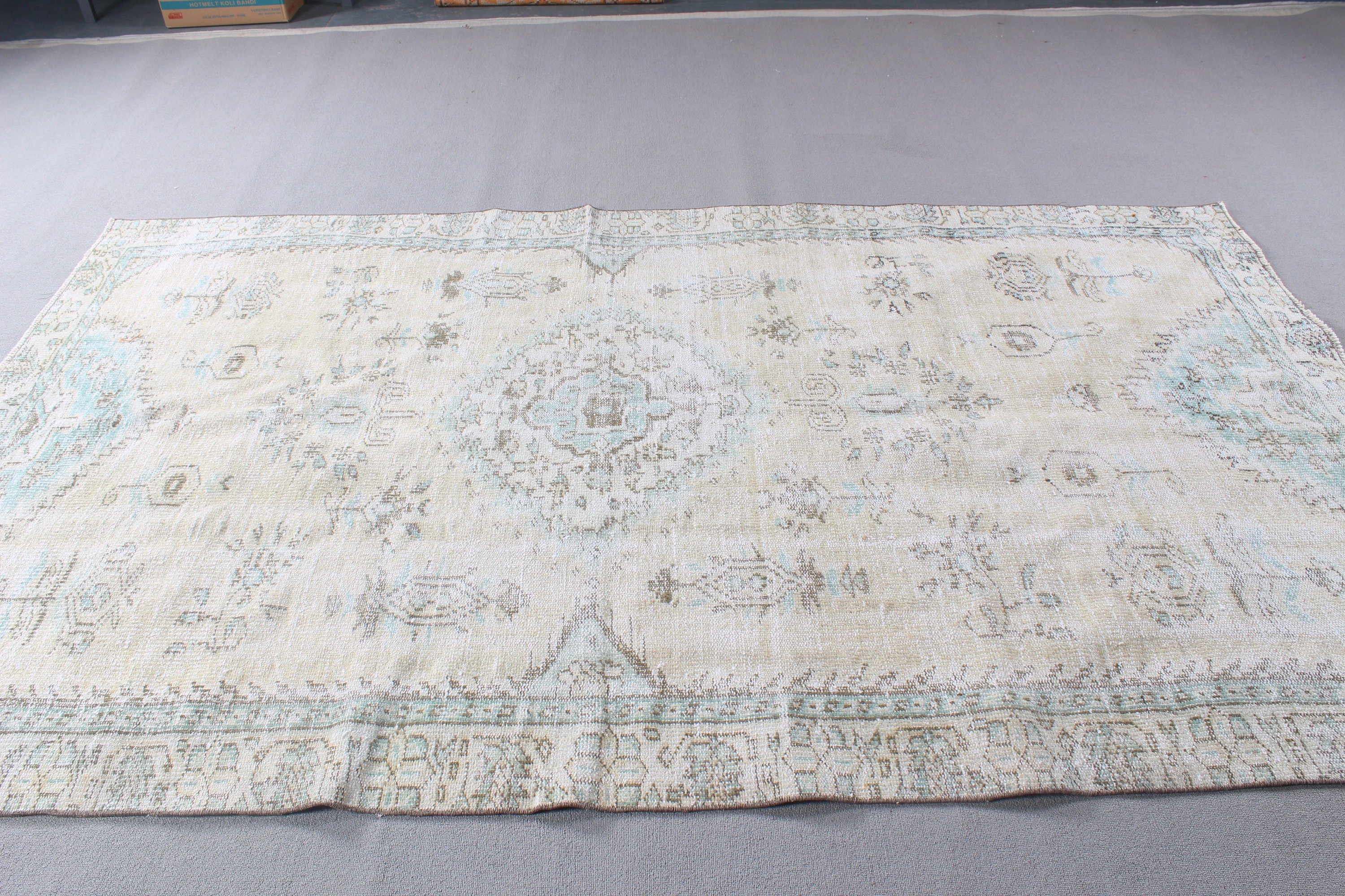 Modern Halı, Yatak Odası Halısı, 5.3x9 ft Büyük Halı, Türk Halısı, Büyük Oushak Halısı, Açıklama Halıları, Bej Düz Dokuma Halılar, Vintage Halılar, Havalı Halı