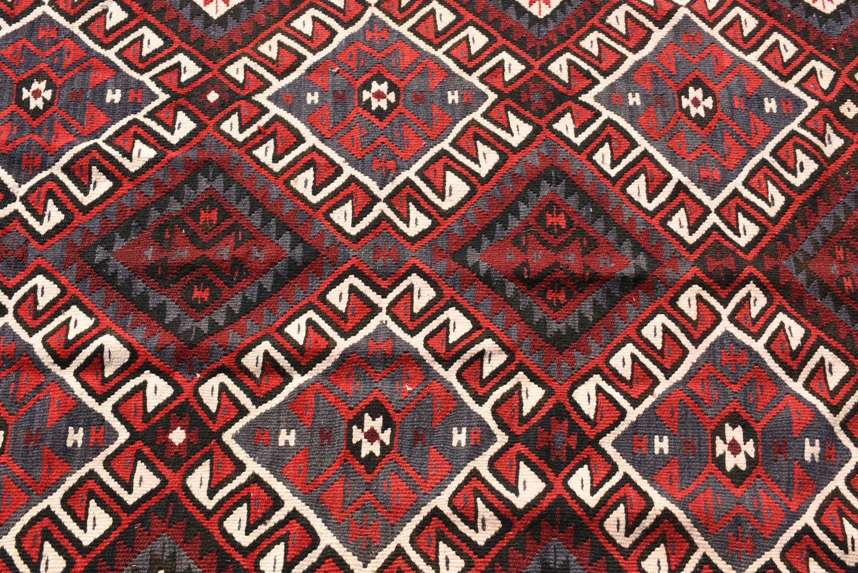 Nursery Rug, Dining Room Rugs, Turkish Rugs, Cool Rug, Bright Rugs, 3.7x7.1 ft Area Rug, Vintage Rug, Red Moroccan Rug, Kilim