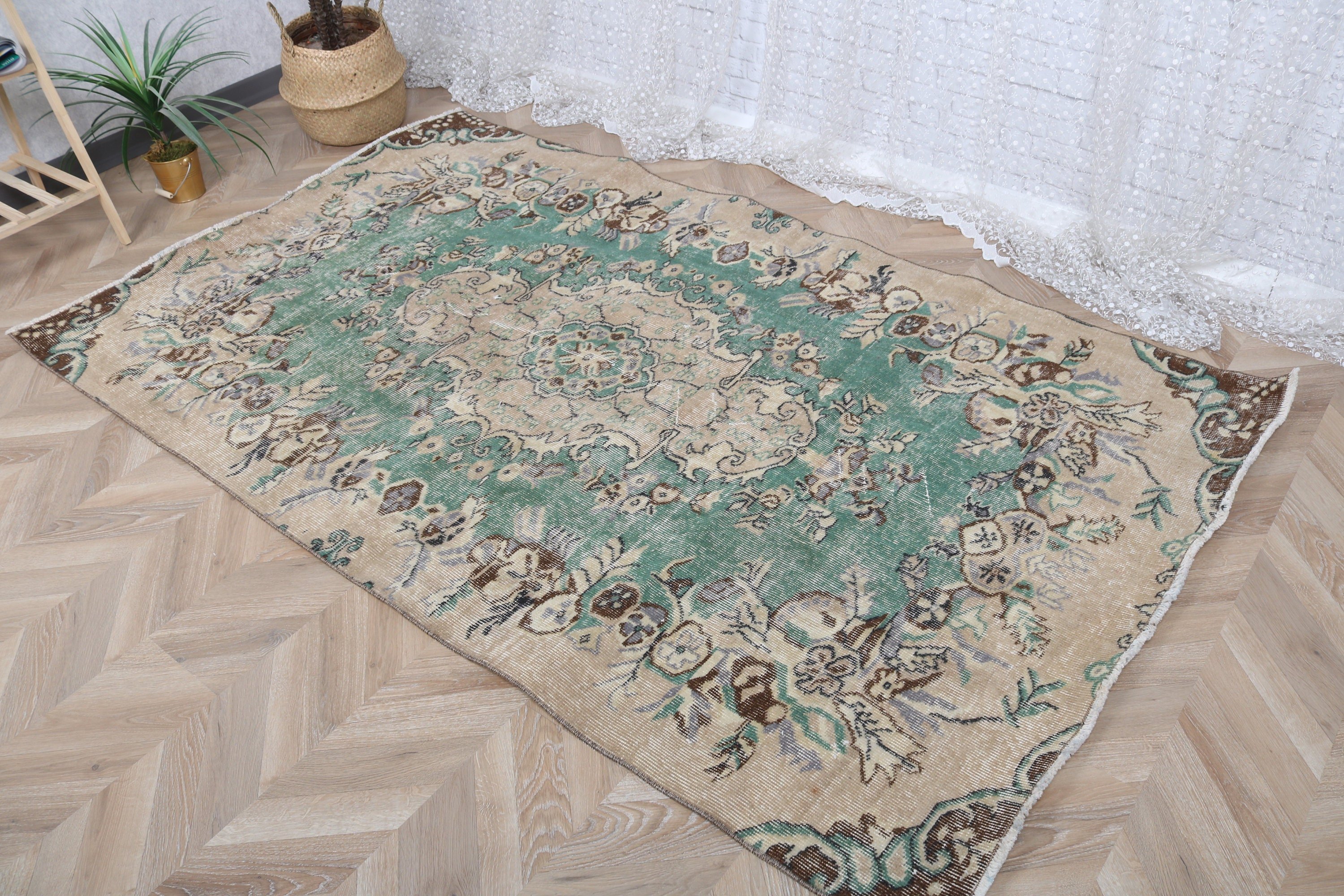 Türk Halıları, Vintage Halı, Boho Halıları, Çocuk Halıları, 4,4x7,3 ft Alan Halıları, Yatak Odası Halıları, Oturma Odası Halısı, Kahverengi Açıklama Halısı