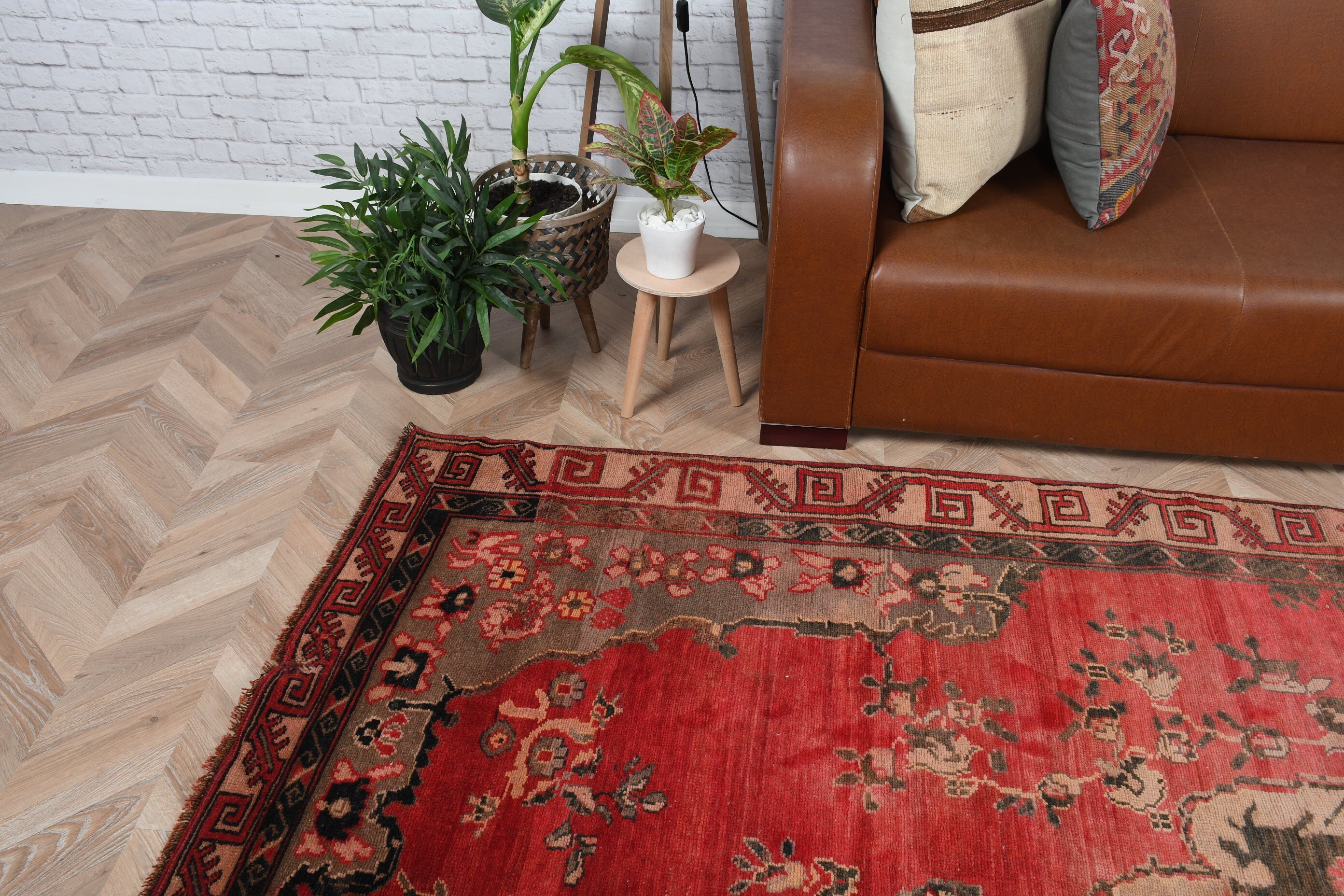 Turkish Rug, Rugs for Bedroom, Floor Rugs, Vintage Rug, Salon Rug, Dining Room Rug, Red  6.2x10.1 ft Large Rugs, Bedroom Rug