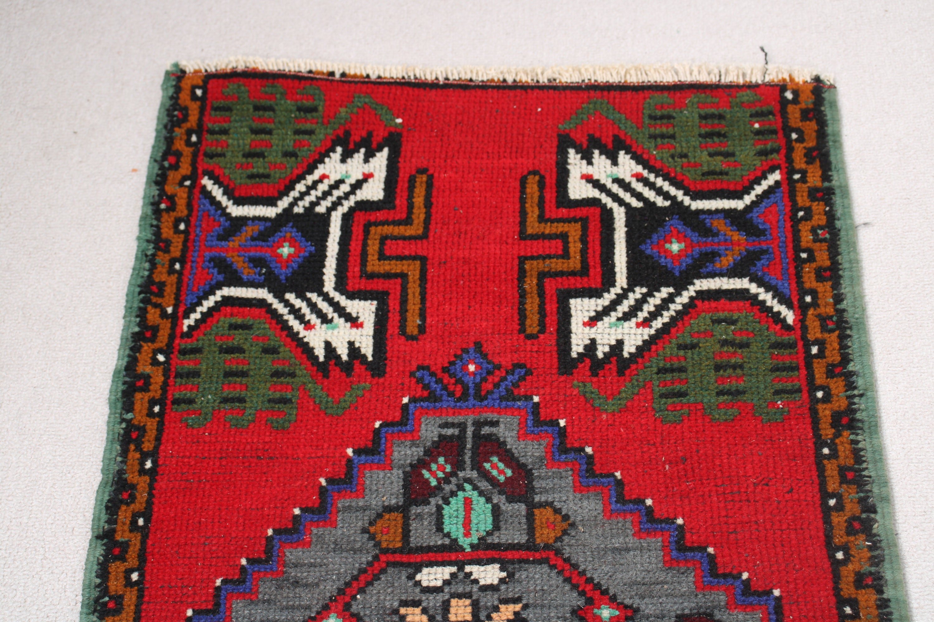 Vintage Halı, Düz Dokuma Halı, Duvara Asılı Halılar, El Dokuma Halı, Kırmızı Yatak Odası Halısı, 1.8x3.4 ft Küçük Halı, Türk Halıları, Banyo Halısı, El Yapımı Halılar