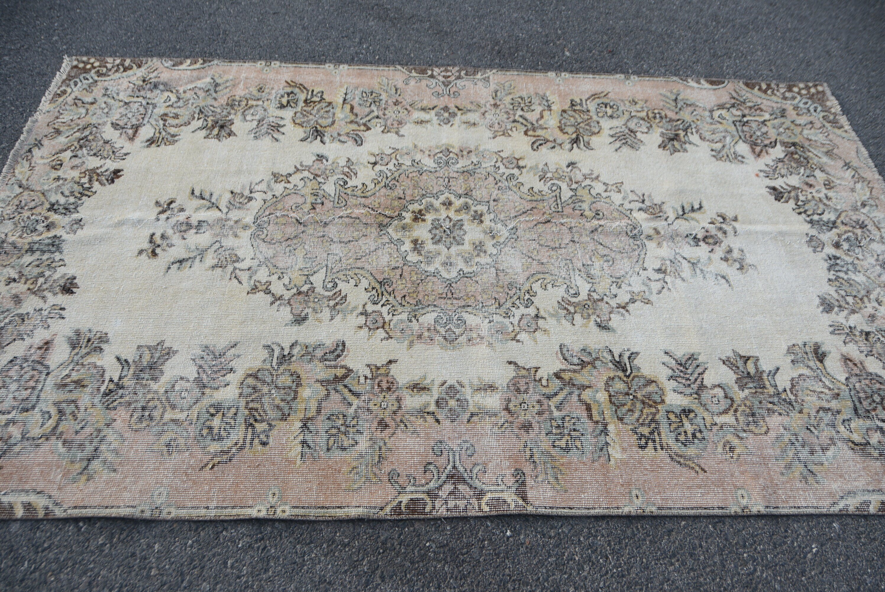 Vintage Rug, Floor Rug, Rugs for Kitchen, Beige Kitchen Rugs, Oushak Rug, Vintage Decor Rug, Turkish Rugs, Bedroom Rugs, 4.9x8 ft Area Rug