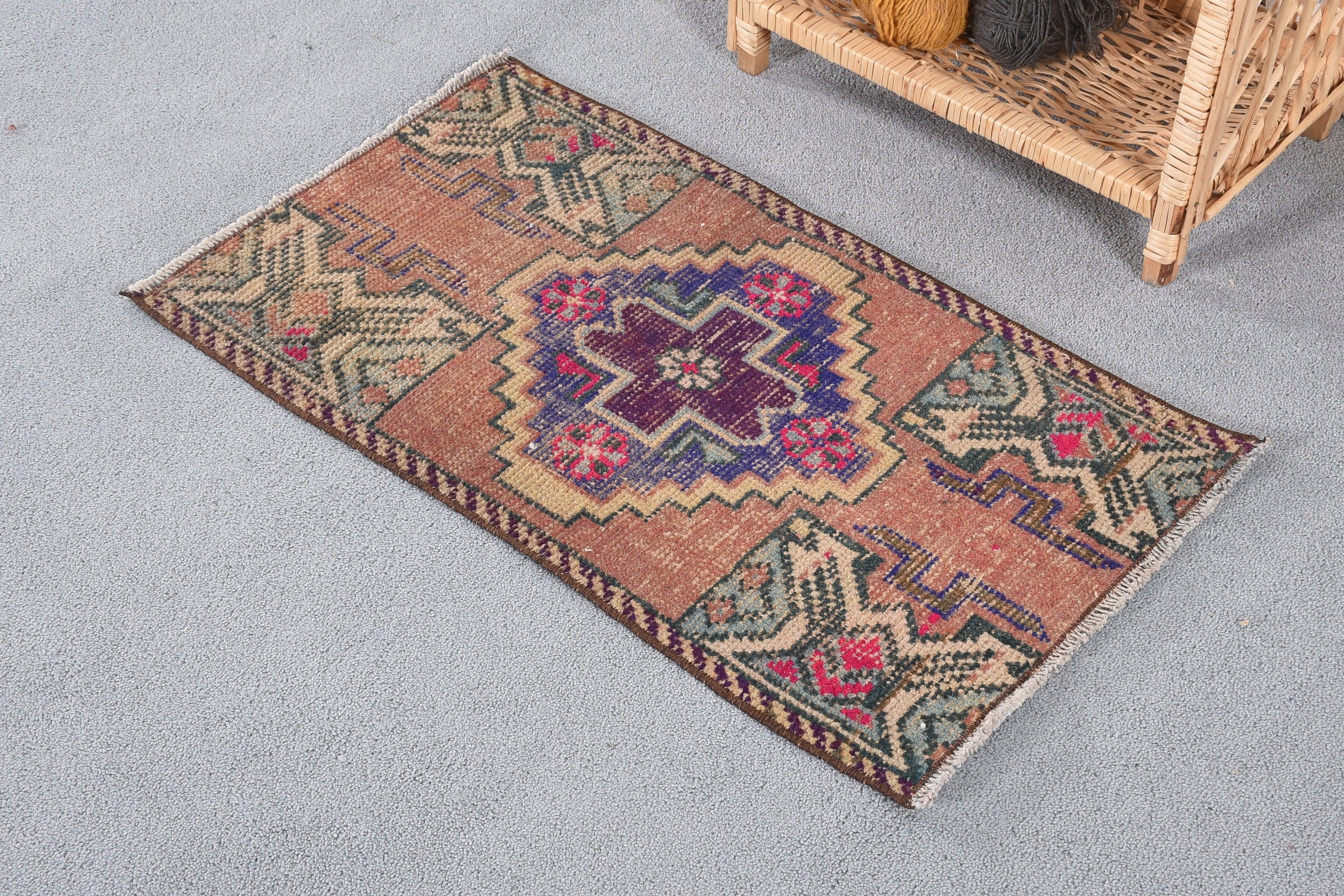 Floor Rugs, Car Mat Rug, 1.5x2.8 ft Small Rug, Pale Rug, Rugs for Entry, Brown Cool Rug, Cool Rug, Turkish Rug, Vintage Rugs, Kitchen Rug