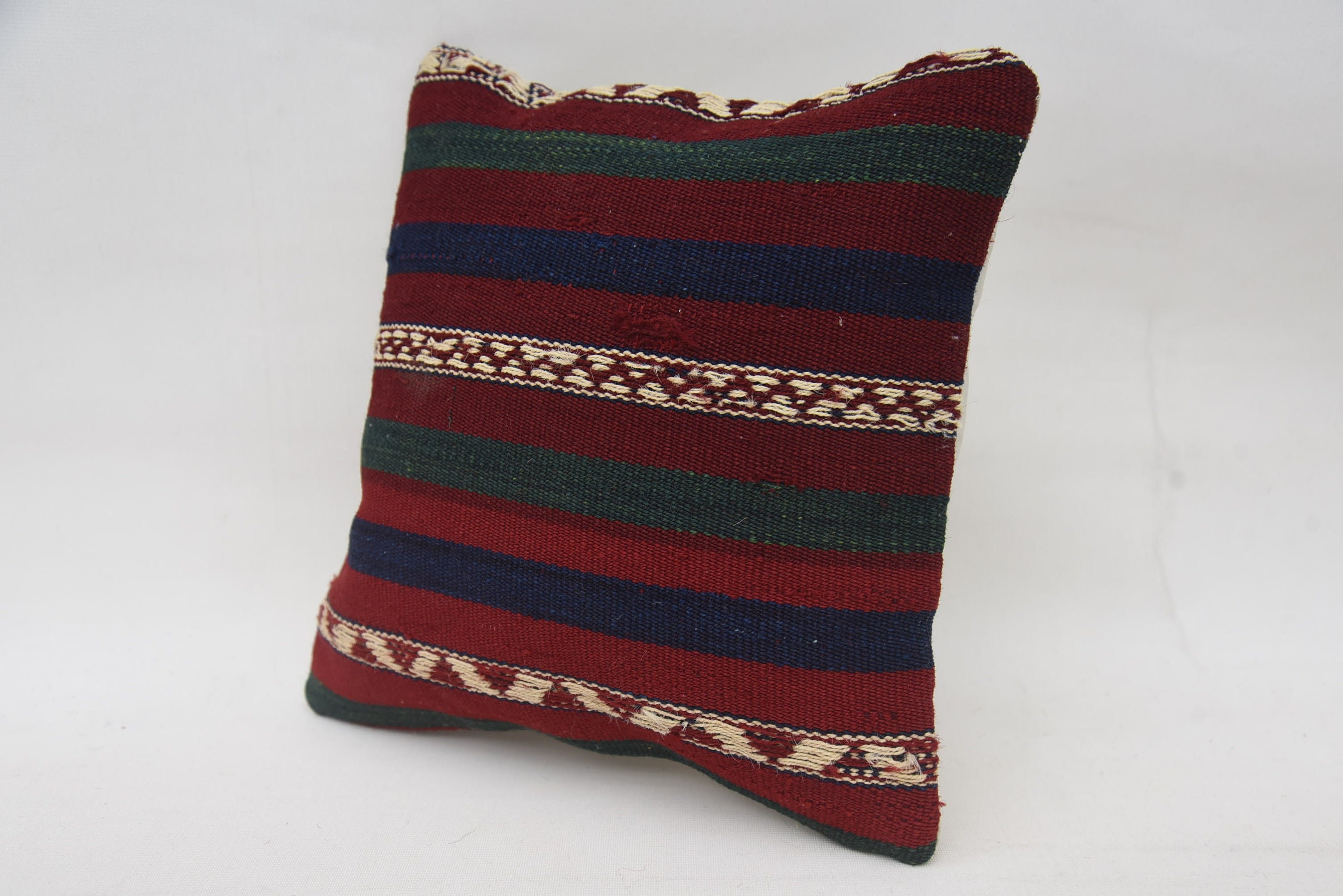 Turkish Kilim Pillow, Pillow for Couch, Turkish Pillow, 12"x12" Red Pillow, Luxury Cushion, Ethnic Throw Cushion Cover