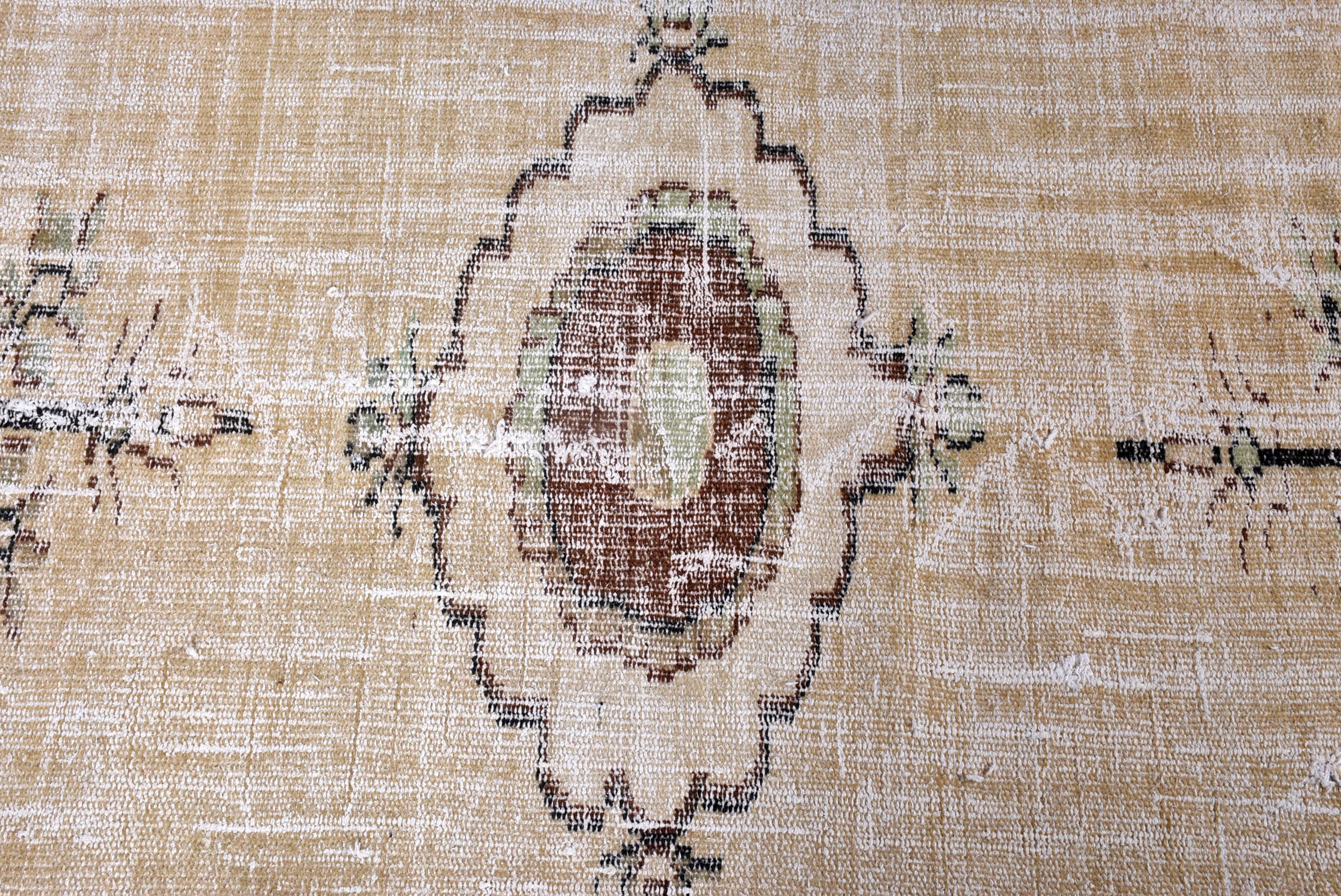 Vintage Halılar, Bej Zemin Halısı, Fas Halıları, Türk Halısı, Yün Halısı, 3x8.4 ft Runner Halısı, Uzun Yolluk Halıları, Sanatsal Halı, Koridor Halıları