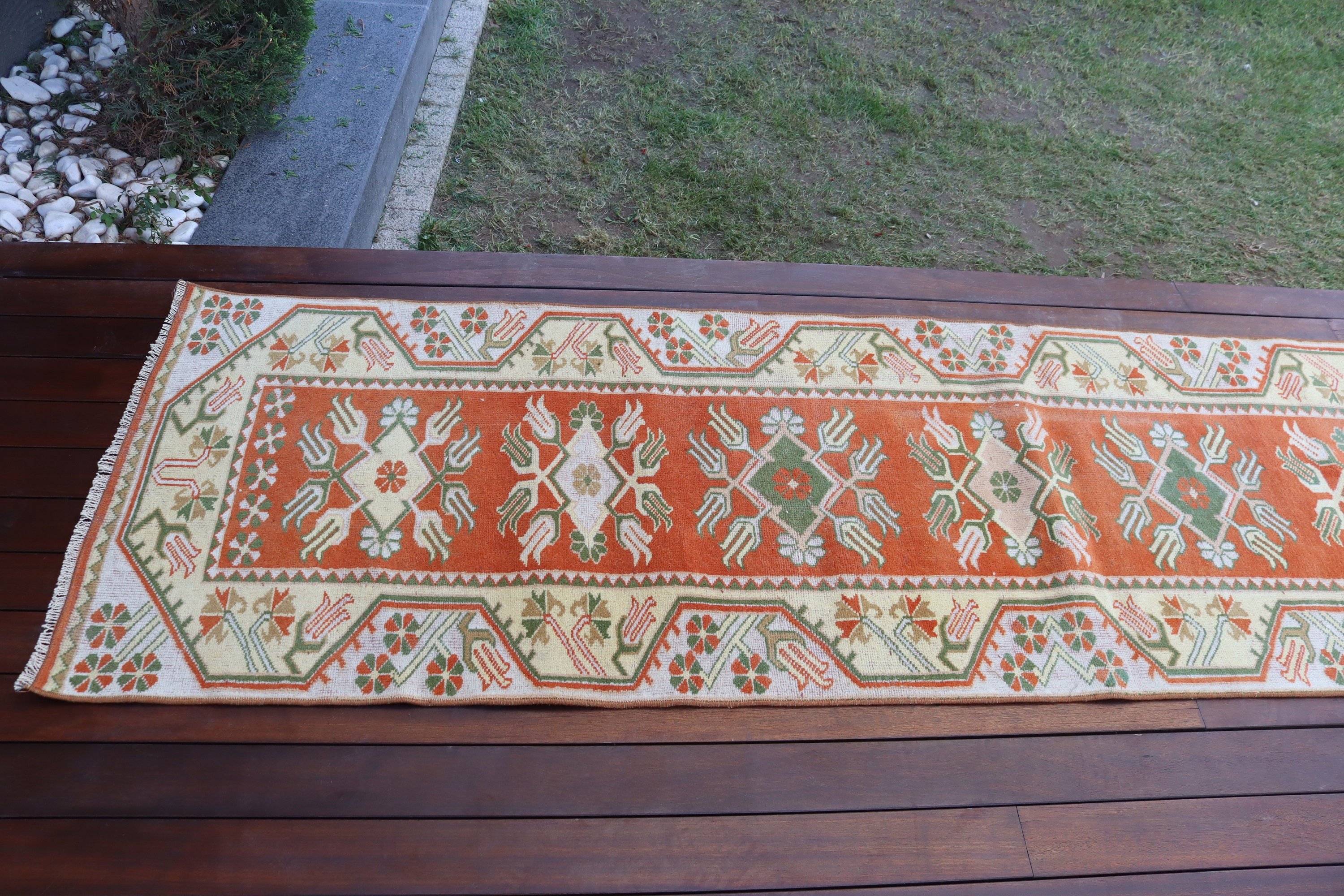 Orange Statement Rugs, Vintage Rug, 2.4x9 ft Runner Rug, Turkish Rug, Kitchen Rugs, Oriental Rugs, Vintage Runner Rug, Moroccan Rugs