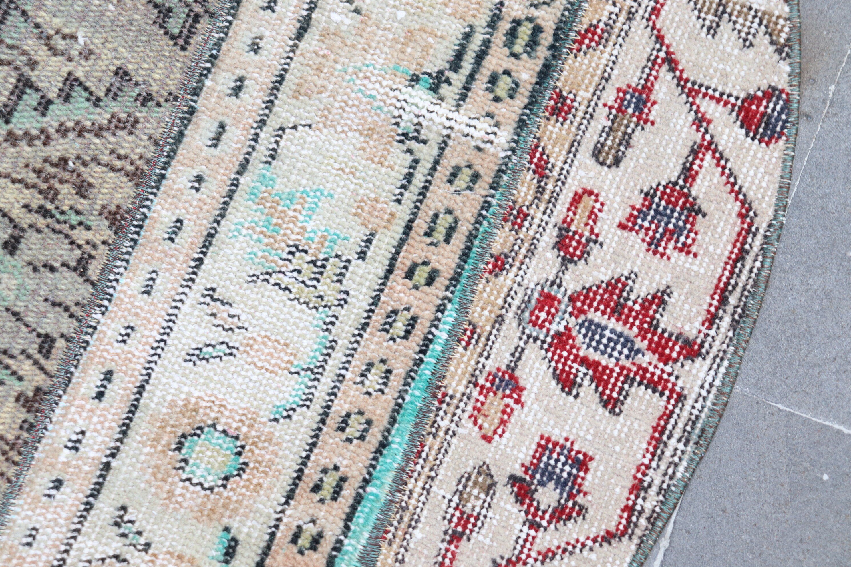 Rugs for Entry, Vintage Rug, Beige Kitchen Rug, 3.1x3.1 ft Small Rug, Turkish Rug, Oushak Rug, Cool Rug, Bathroom Rug, Car Mat Rug