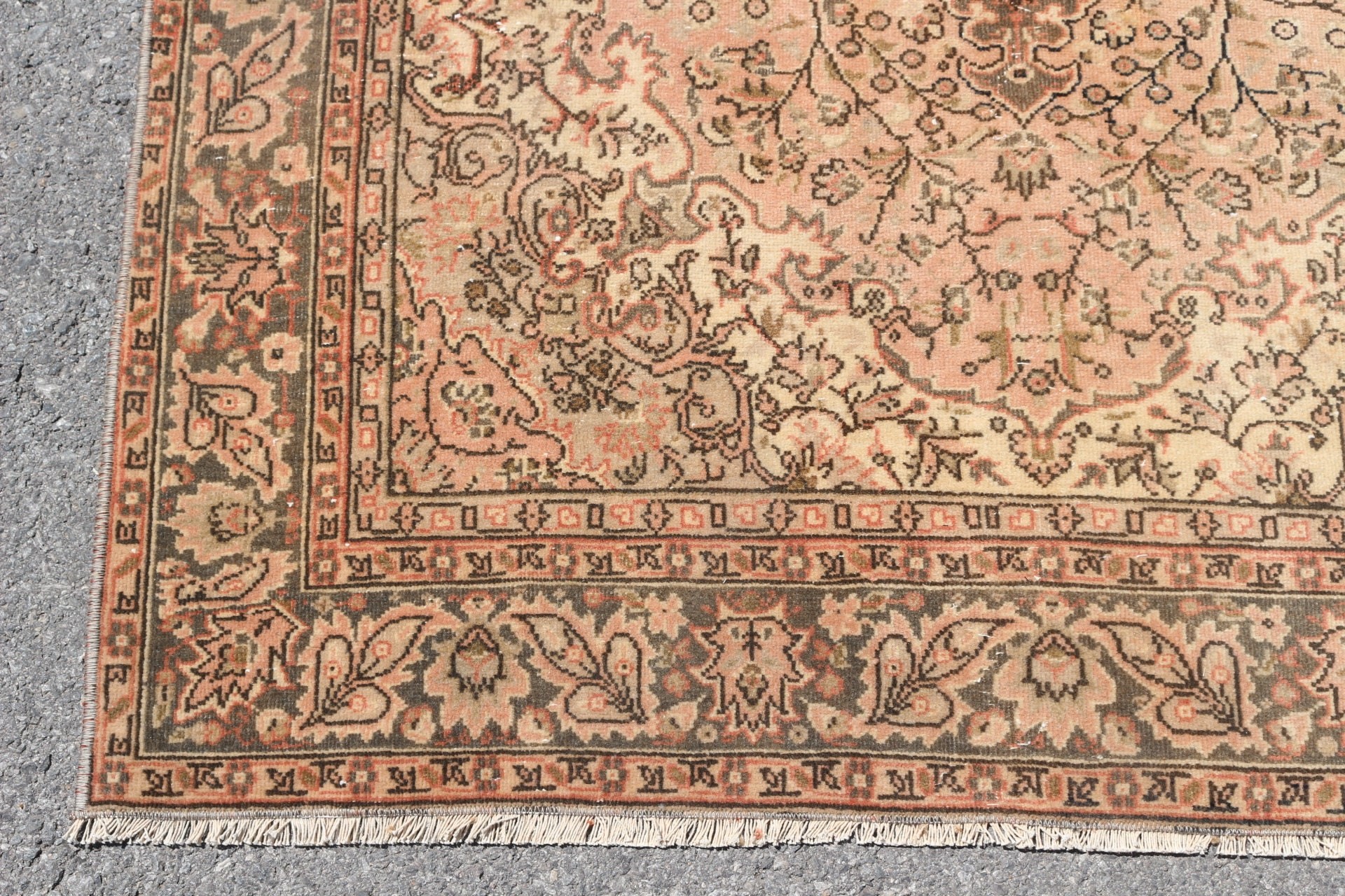 Oushak Halı, Yün Halılar, Vintage Halılar, Mutfak Halısı, Oturma Odası Halıları, Yemek Odası Halısı, 3,8x6,6 ft Alan Halısı, Türk Halısı, Bej Soğuk Halı