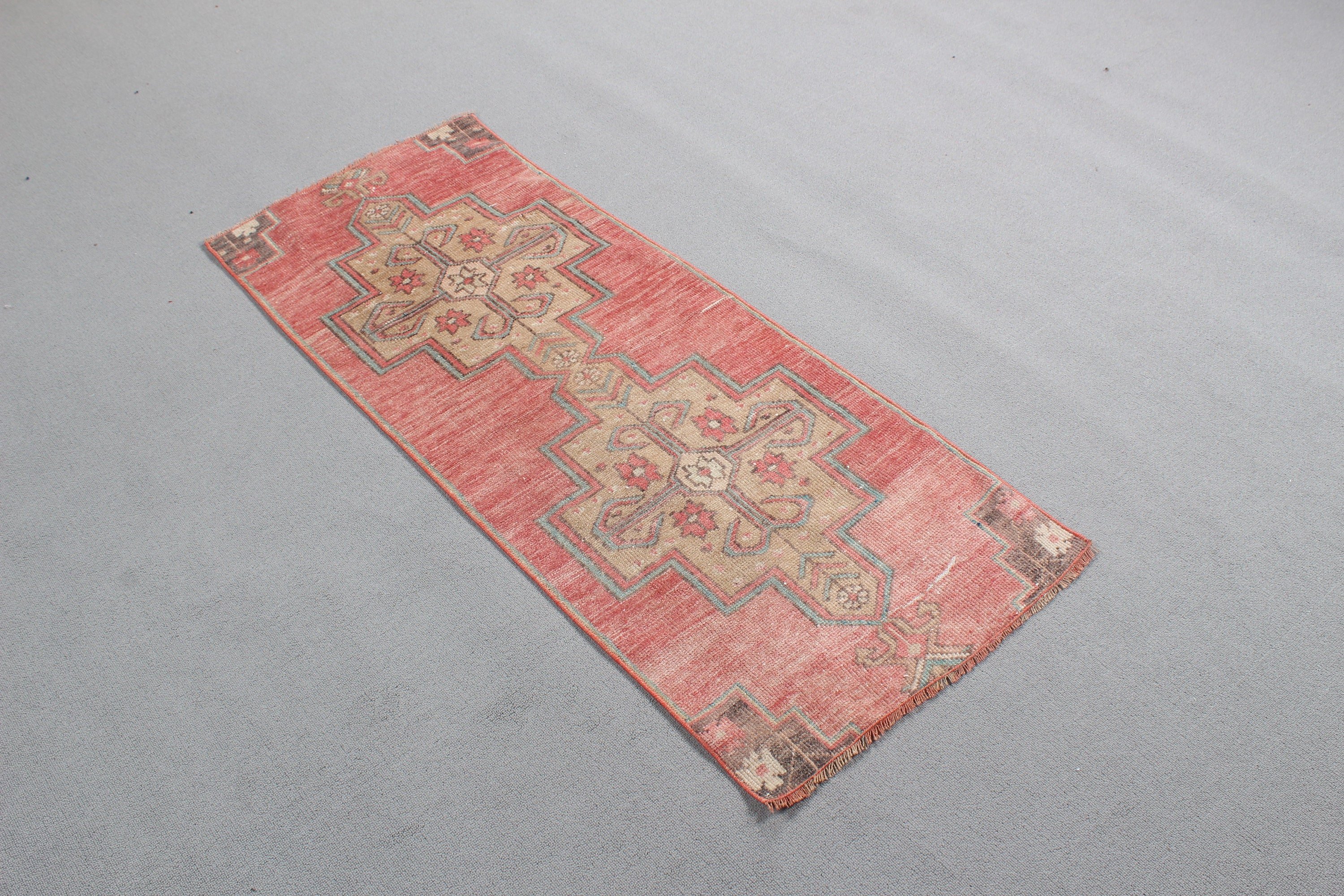 Sevimli Banyo Paspası Halısı, Mutfak Halıları, Nötr Halı, Türk Halısı, Çocuk Halıları, Vintage Halı, Pembe Oryantal Halı, Boho Halıları, 1.9x4.6 ft Küçük Halı