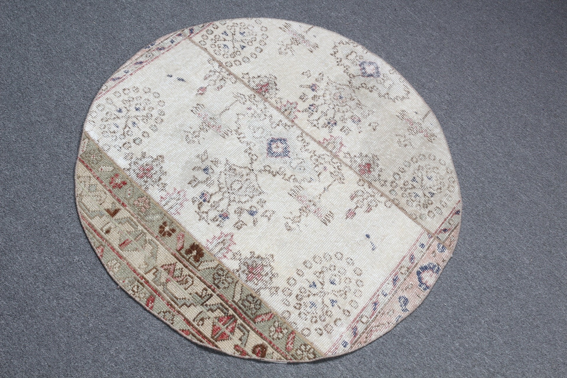 Oushak Halı, Türk Halısı, Harika Halılar, Bej Ev Dekorasyonu Halısı, Vintage Halı, Banyo Halısı, Duvara Asma Halıları, Kapı Paspası Halısı, 3,2x3,2 ft Küçük Halı