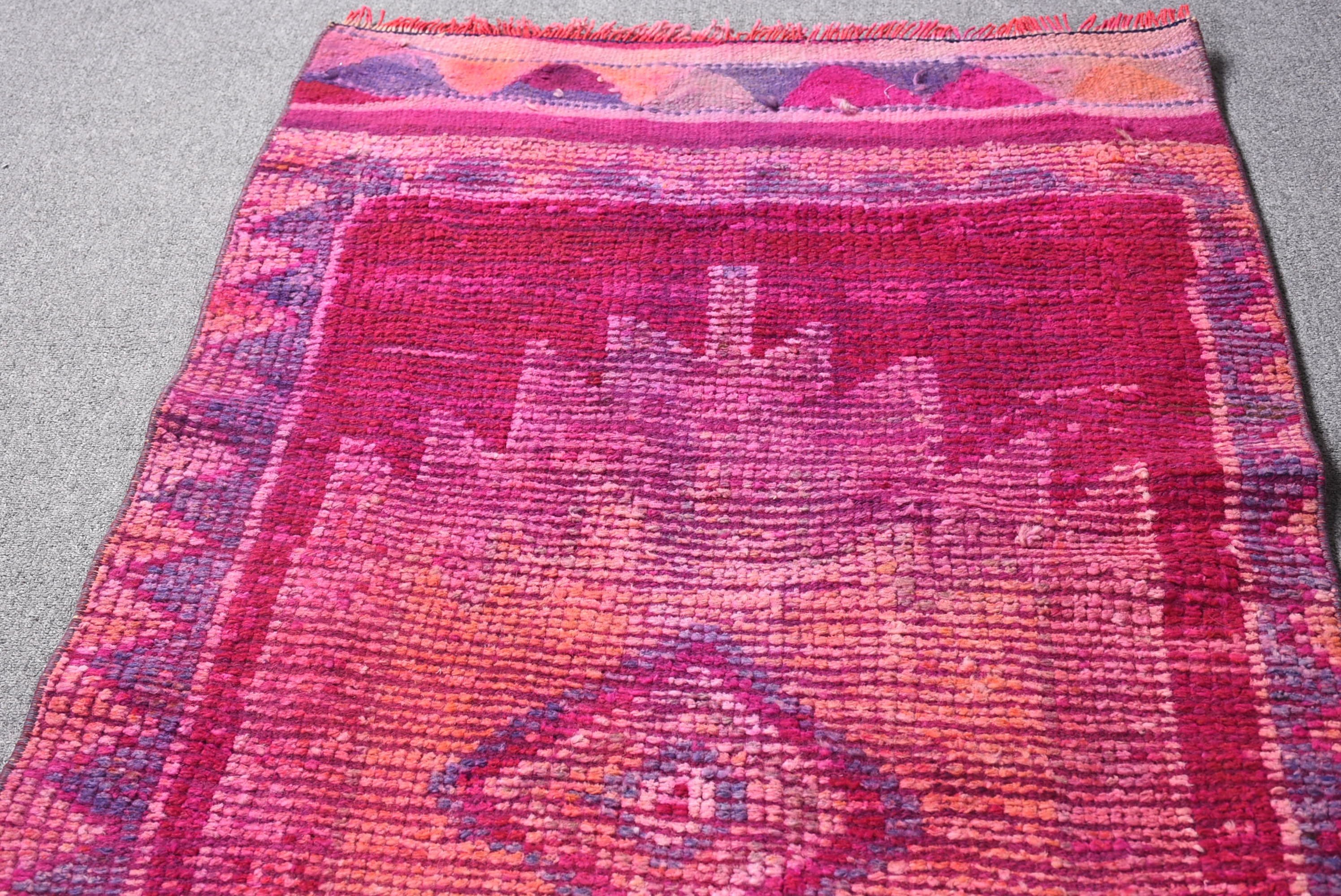 Turkish Rug, 2.6x9.4 ft Runner Rugs, Moroccan Rug, Oushak Rug, Purple Home Decor Rugs, Rugs for Corridor, Kitchen Rugs, Vintage Rug