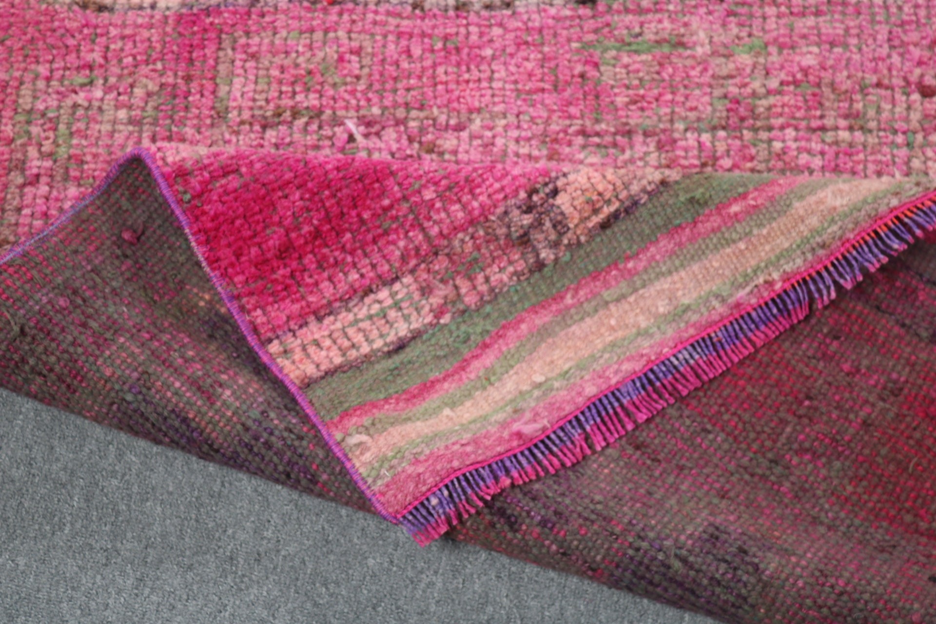 Yatak Odası Halısı, Pembe Geometrik Halı, Düz Dokuma Halılar, Vintage Runner Halıları, Runner Halıları, Türk Halısı, Vintage Halılar, 2.5x9.7 ft Runner Halıları