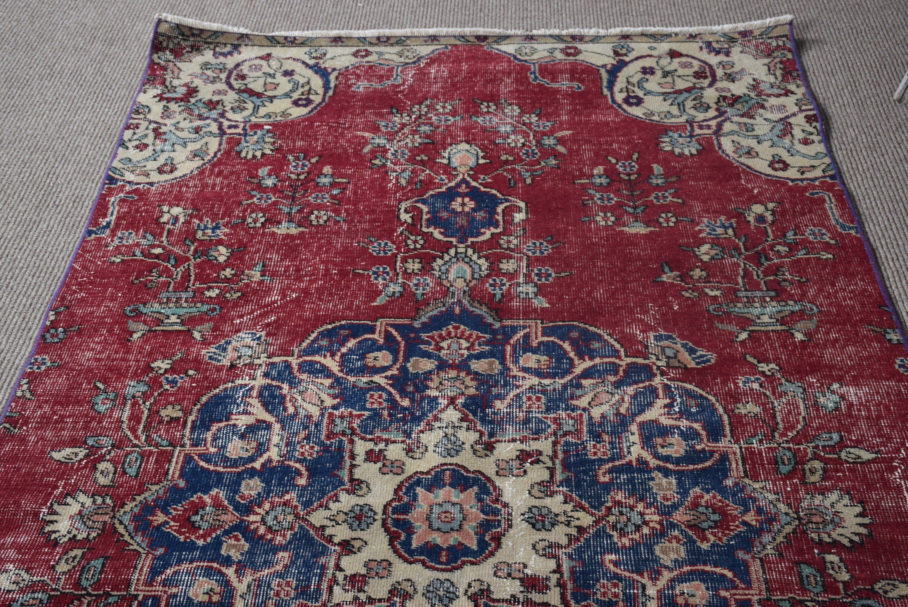 Dekoratif Halılar, Mutfak Halısı, 4.1x7.8 ft Alan Halıları, Kırmızı Ev Dekorasyonu Halıları, Türk Halısı, Antika Halılar, Vintage Halılar, Yer Halısı, Ev Dekorasyonu Halısı