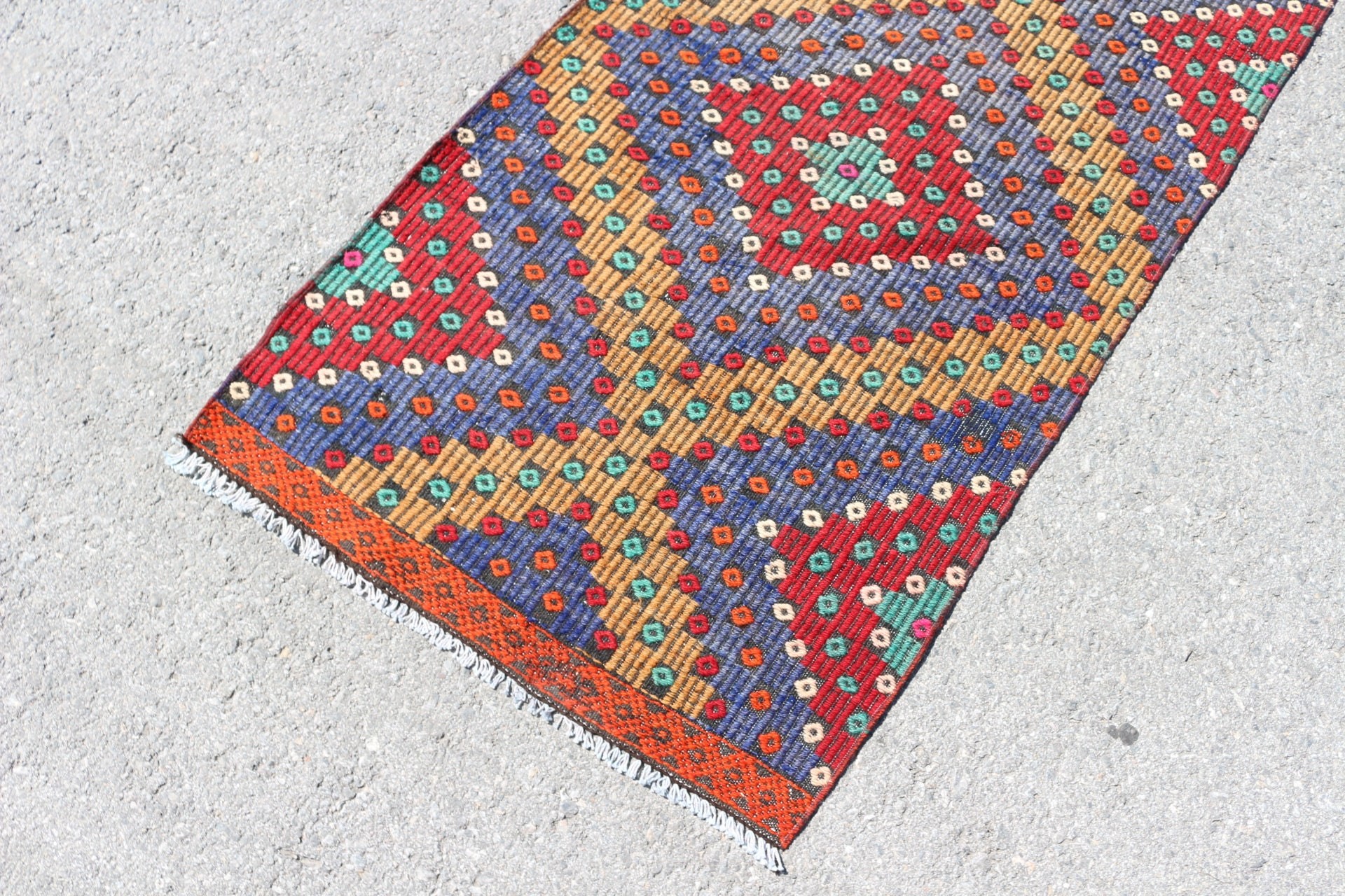 Giriş Halısı, 2,5x4,7 ft Küçük Halı, Giriş Halıları, Antika Halılar, Mavi Soğuk Halı, Soğuk Halı, Vintage Halı, Mutfak Halısı, Türk Halısı, Kilim