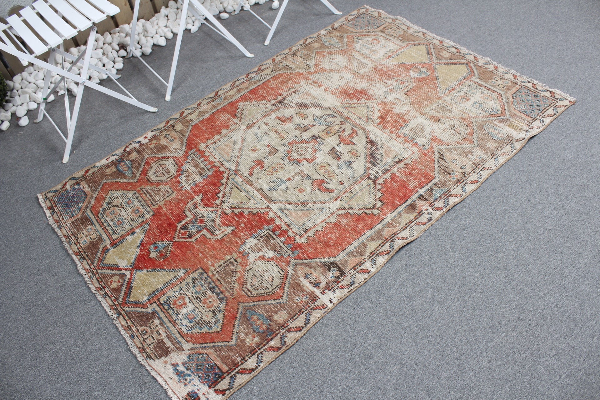 Vintage Rugs, Bedroom Rug, Floor Rug, Rugs for Kitchen, Kitchen Rugs, Red  3.7x5.7 ft Accent Rug, Turkish Rug