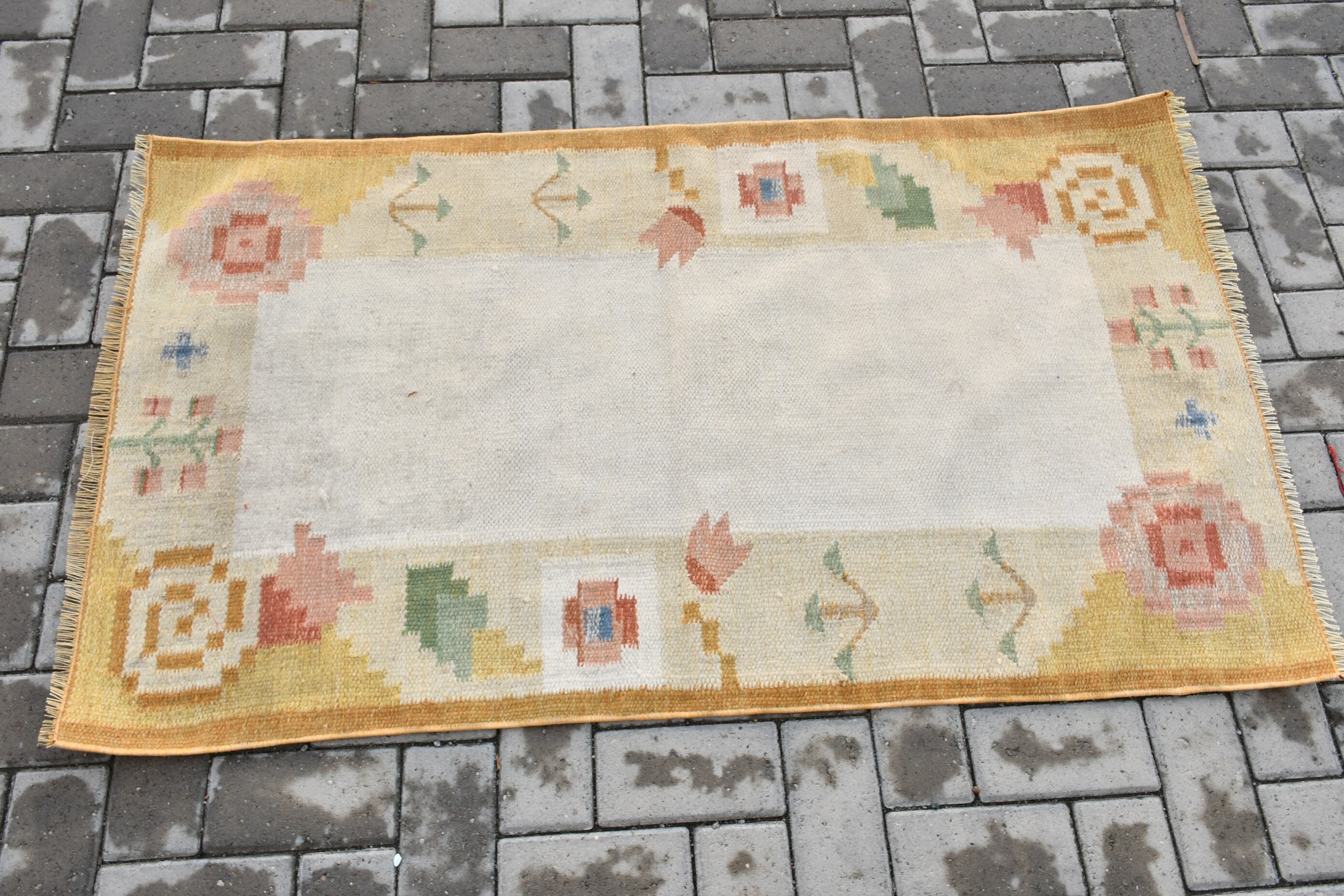 Beige Anatolian Rug, Muted Rug, Door Mat Rug, 2.6x4.6 ft Small Rugs, Vintage Rug, Bedroom Rugs, Antique Rug, Anatolian Rug, Turkish Rugs