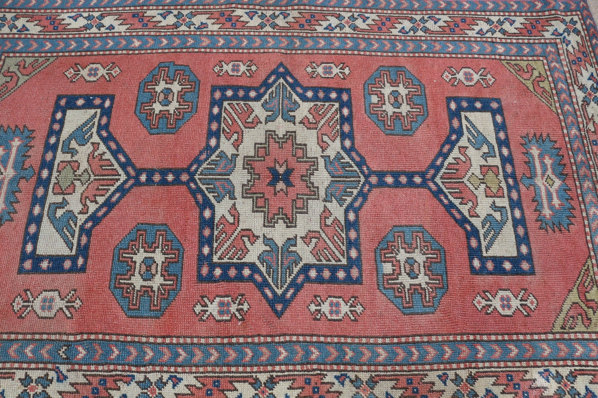 Living Room Rug, Oushak Rugs, Kitchen Rug, Turkish Rugs, 4.1x6.6 ft Area Rugs, Rugs for Indoor, Pink Antique Rugs, Floor Rug, Vintage Rug